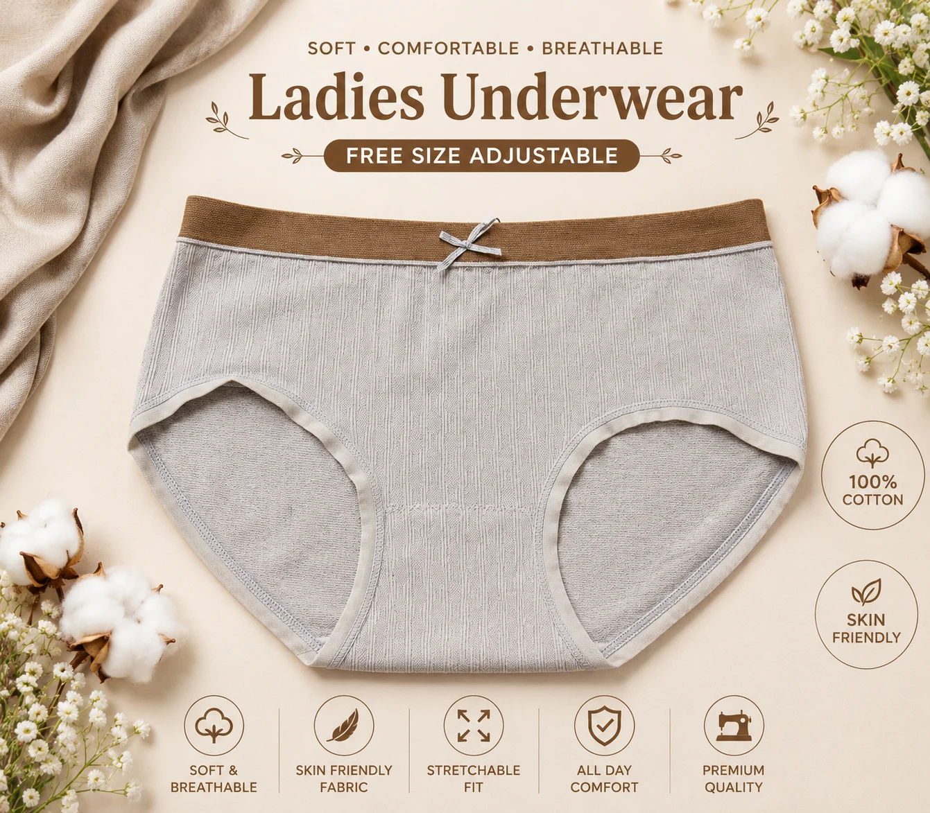 Women's Cotton Panties –  Free Size Adjustable