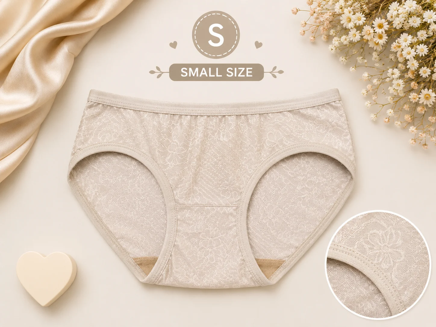 Women's Floral Lace Soft Cotton Panties