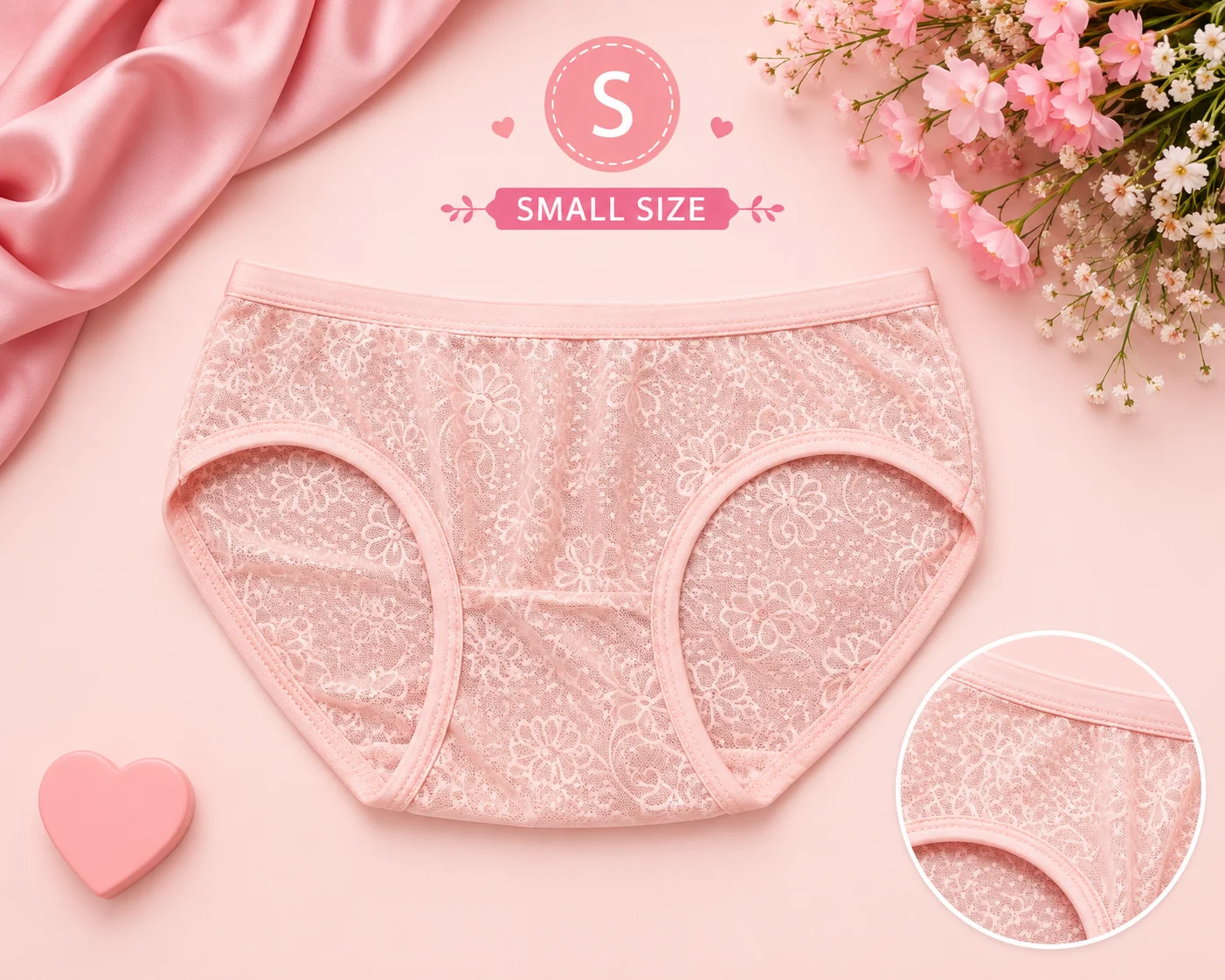 Women's Floral Lace Soft Cotton Panties