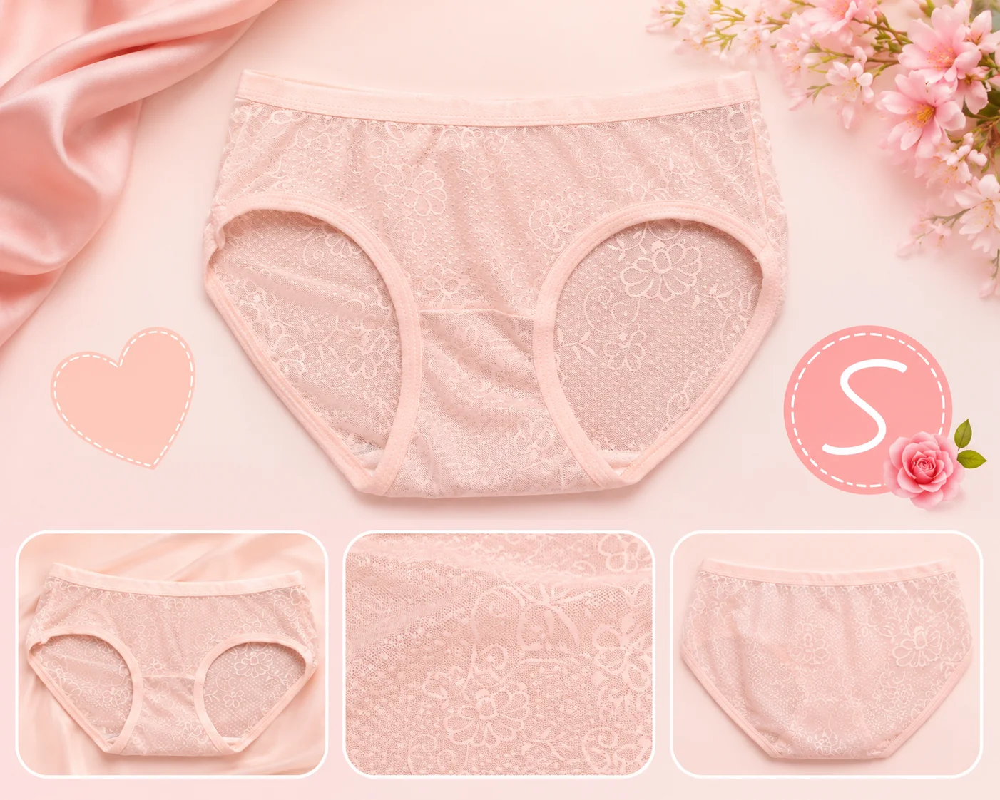 Women's Floral Lace Soft Cotton Panties