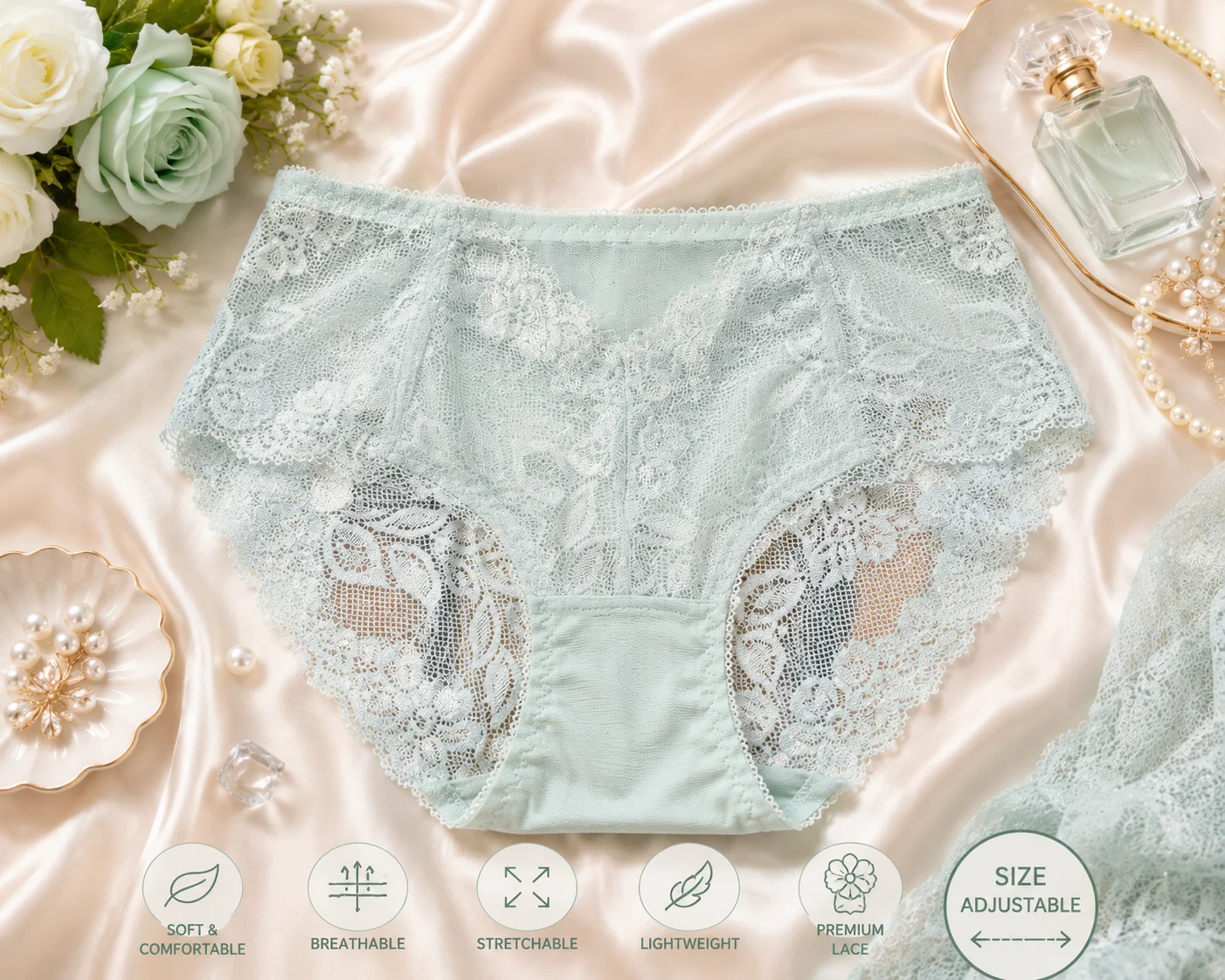 Women's Premium Lace Panties – 3 Colors | Adjustable Size