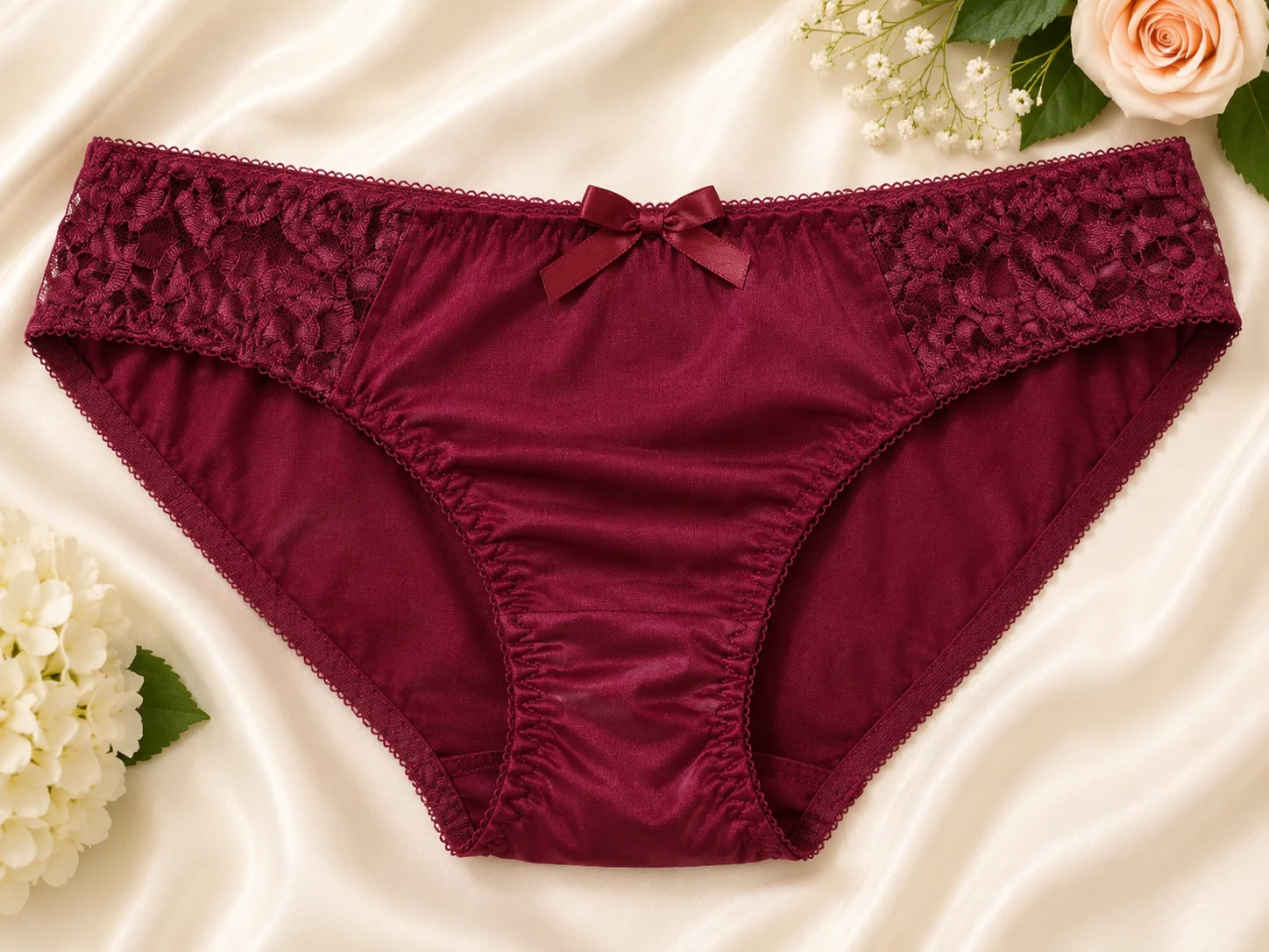 Luxury Maroon Lace Panty for Women – Soft & Elegant Brief