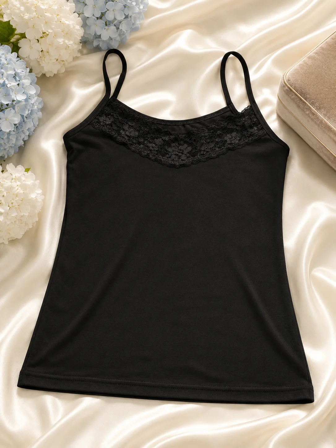 Women's Lace Cotton Camisole Slip Top – Soft Stretch Spaghetti Strap Innerwear | Pack of 3 Colors