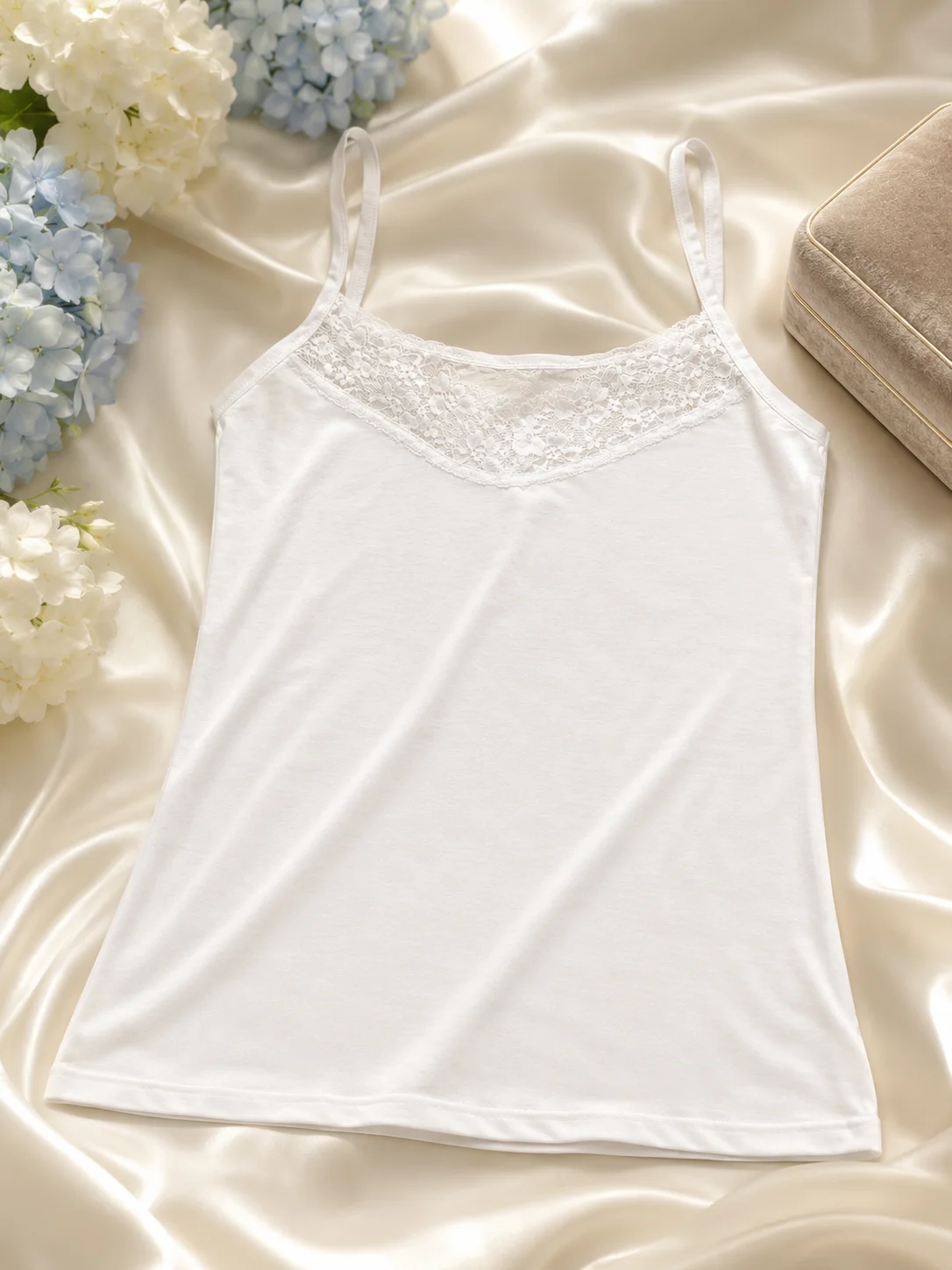 Women's Lace Cotton Camisole Slip Top – Soft Stretch Spaghetti Strap Innerwear | Pack of 3 Colors