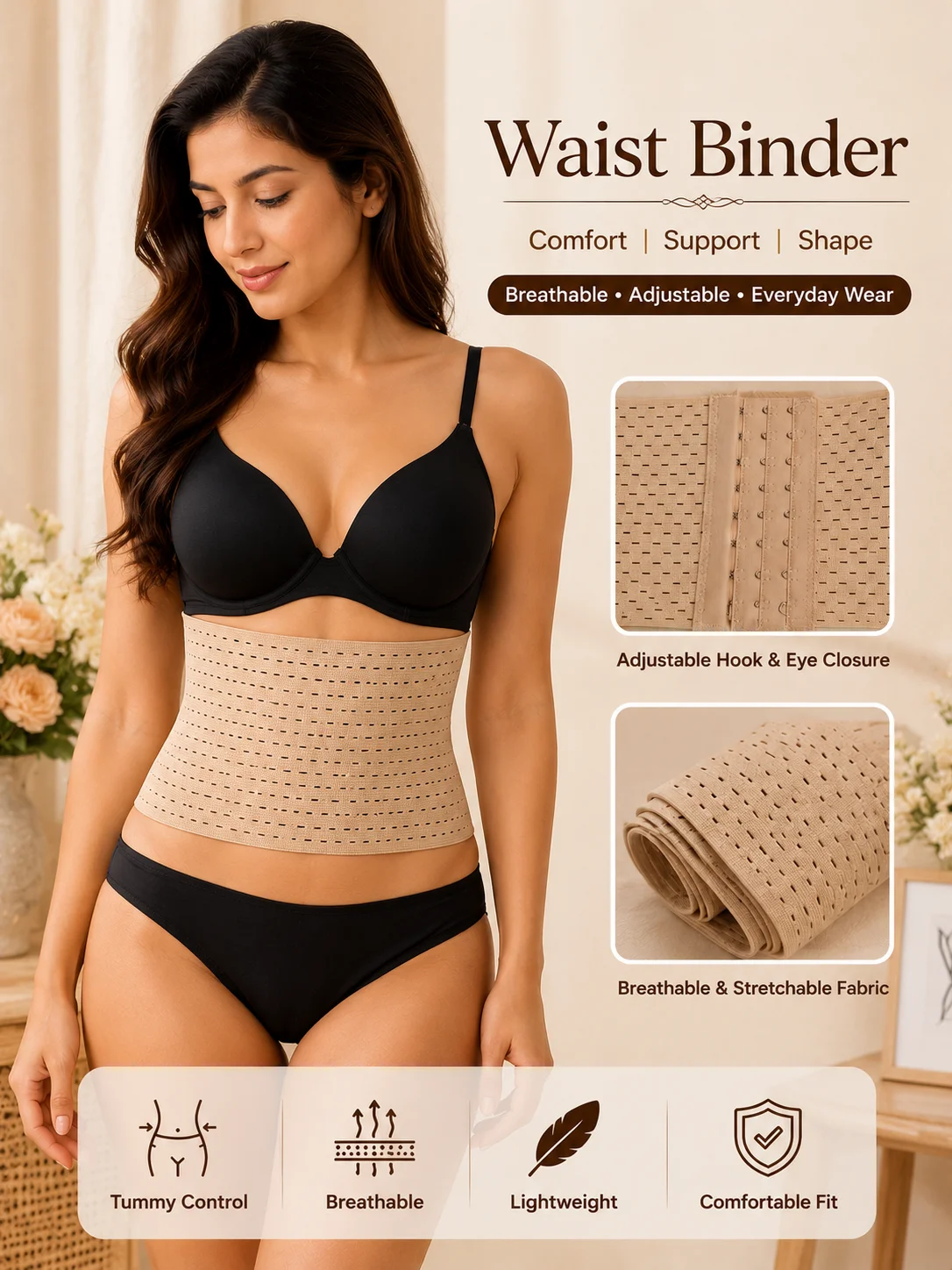 Women's Breathable Belly Belt Waist Trainer – Slimming Tummy Control Corset Shapewear
