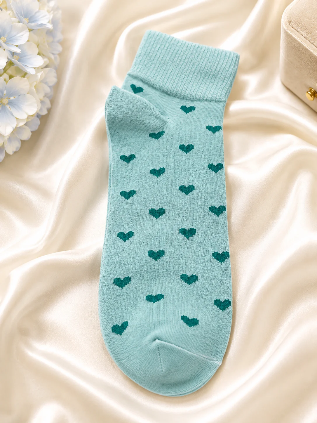 Women's Heart Pattern Ankle Socks – Soft Cotton Casual Ladies Socks | 5 Color Pack