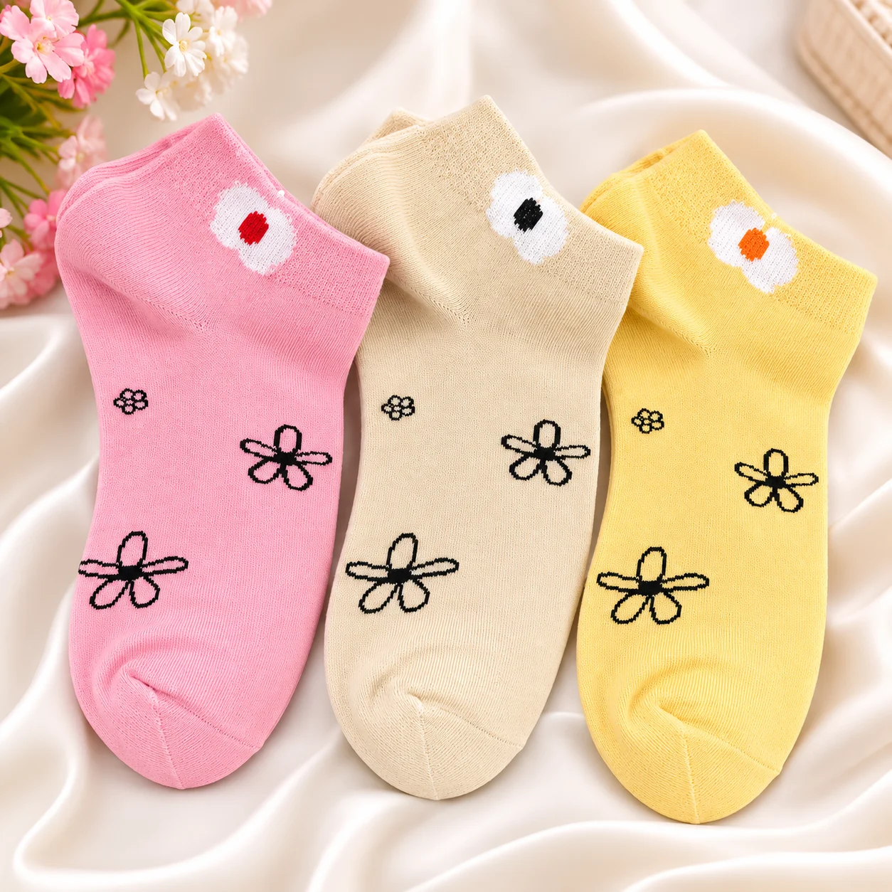 Women's Floral Ankle Socks | Soft Cotton Low-Cut Casual Socks