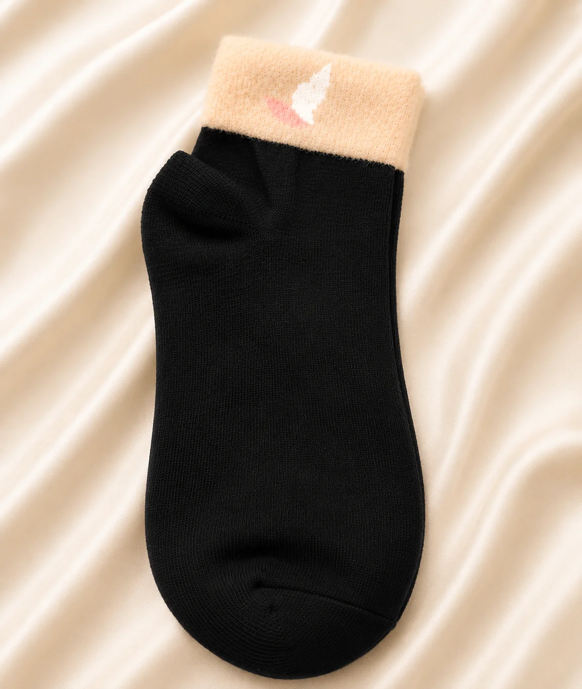 Women's Black Ankle Socks with Soft Fuzzy Cuff | Cozy Winter Casual Socks