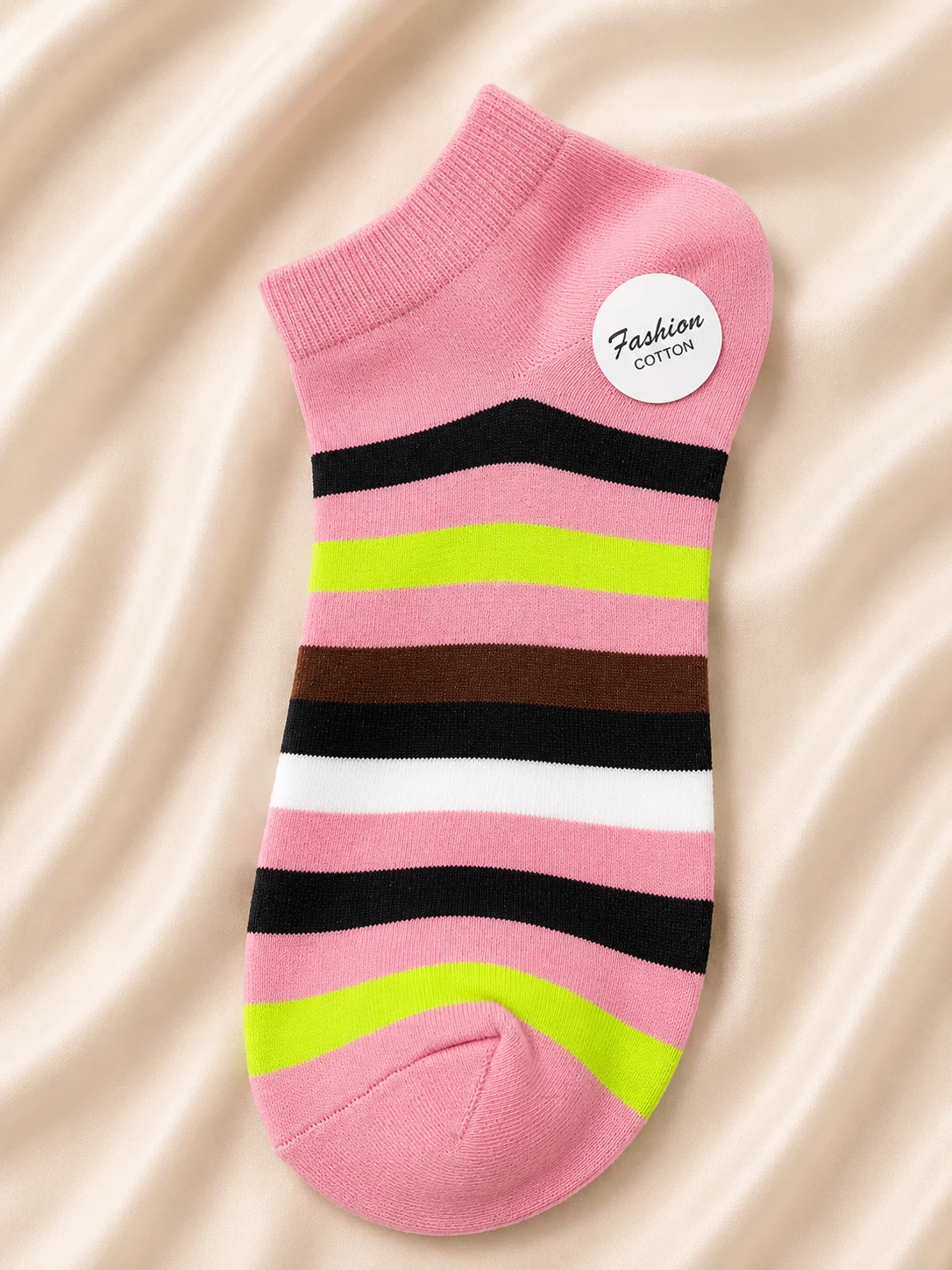 4 Pair Women's Soft Cotton Ankle Socks | Multicolor Striped Casual Socks