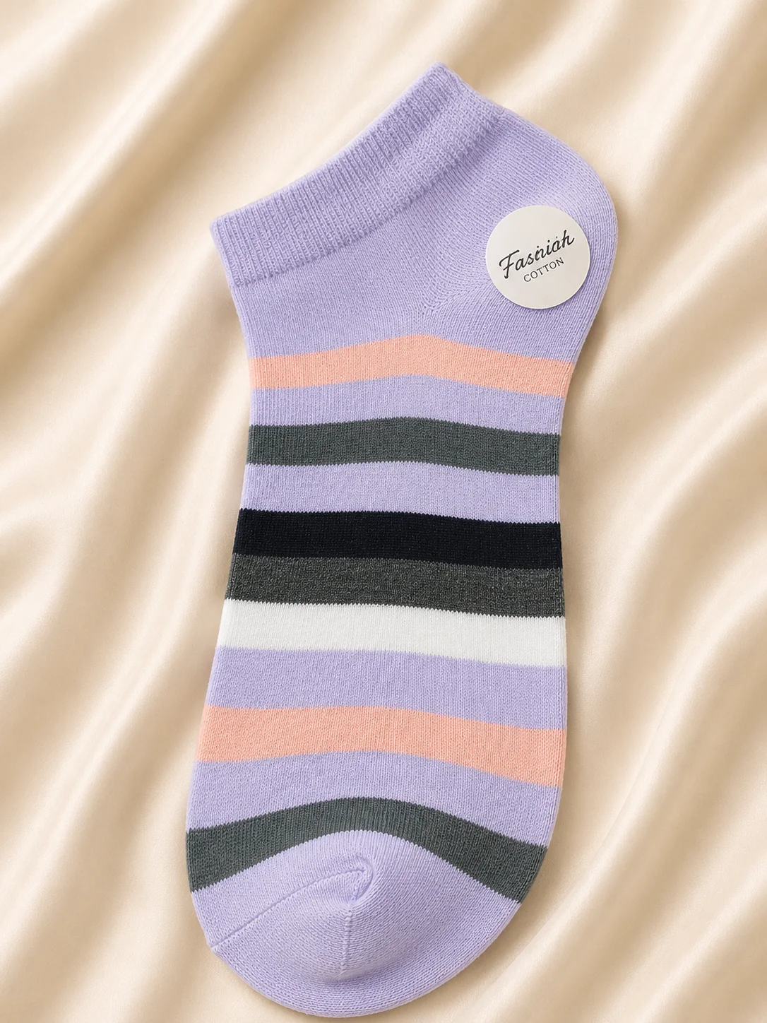 4 Pair Women's Soft Cotton Ankle Socks | Multicolor Striped Casual Socks