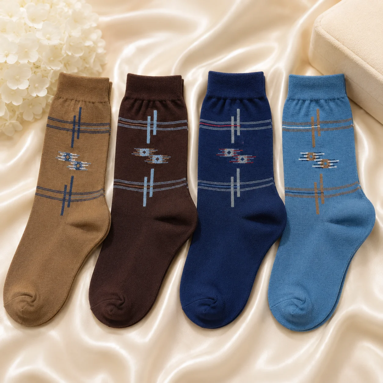 Men's Winter Warm Crew Socks – Soft Thick Knit | 4 Color Pack