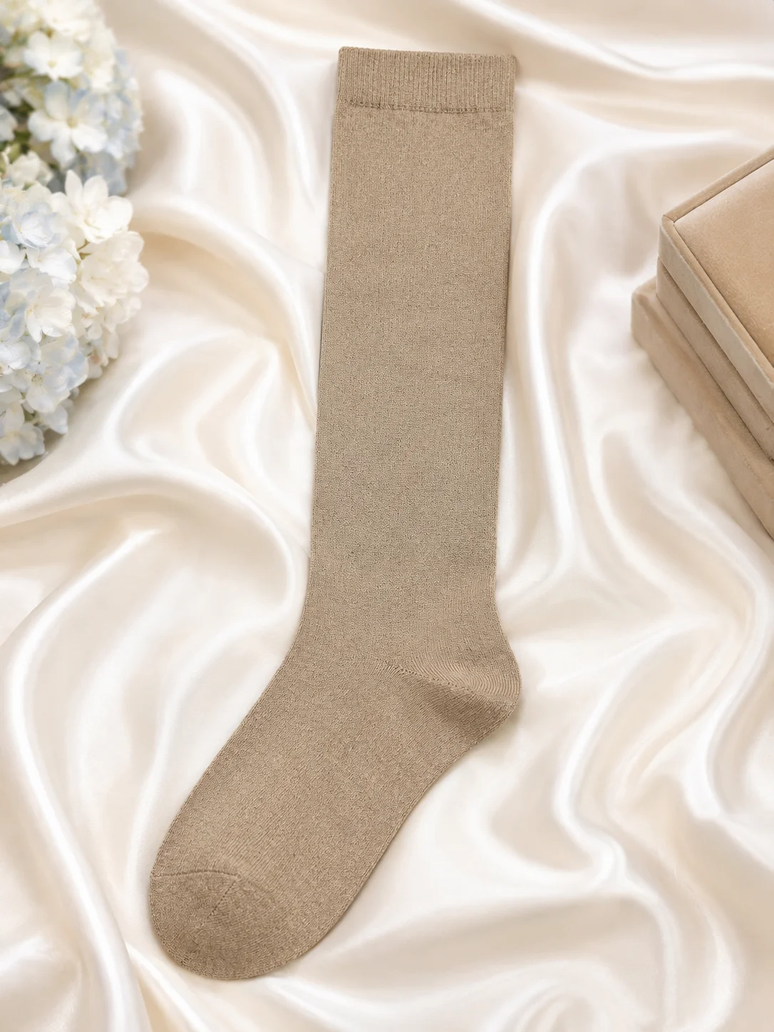Men's Long Winter Socks | Soft Stretch Knee-High Socks | Beige | Comfortable Daily Wear