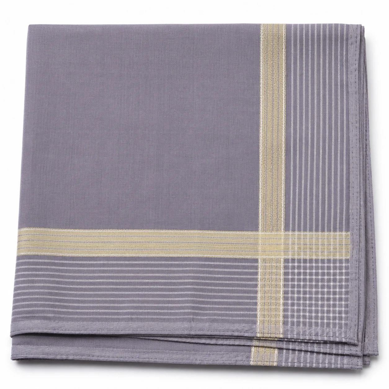 Premium Men's Cotton Handkerchief – Grey Classic Border Design