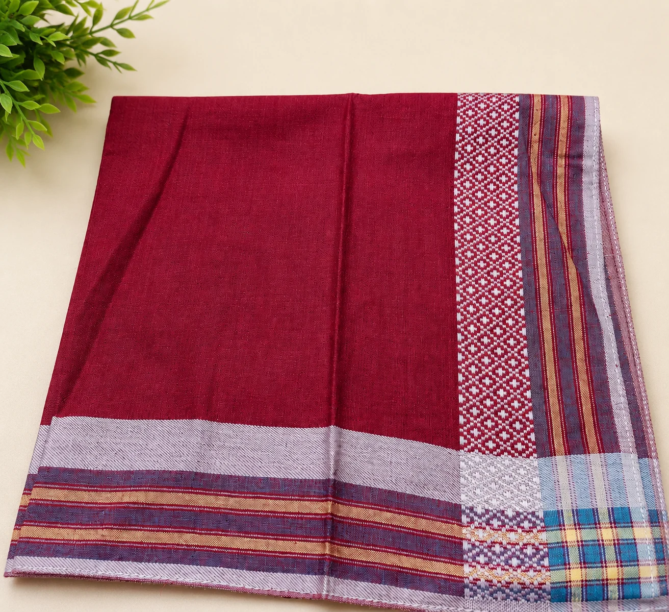 Premium Maroon Men's Cotton Handkerchief