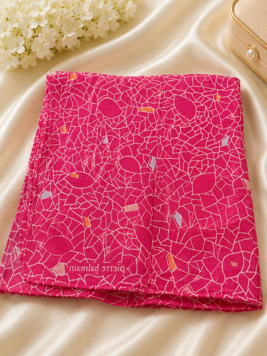 Ladies Cotton Handkerchief – Fuchsia Pink Geometric Print