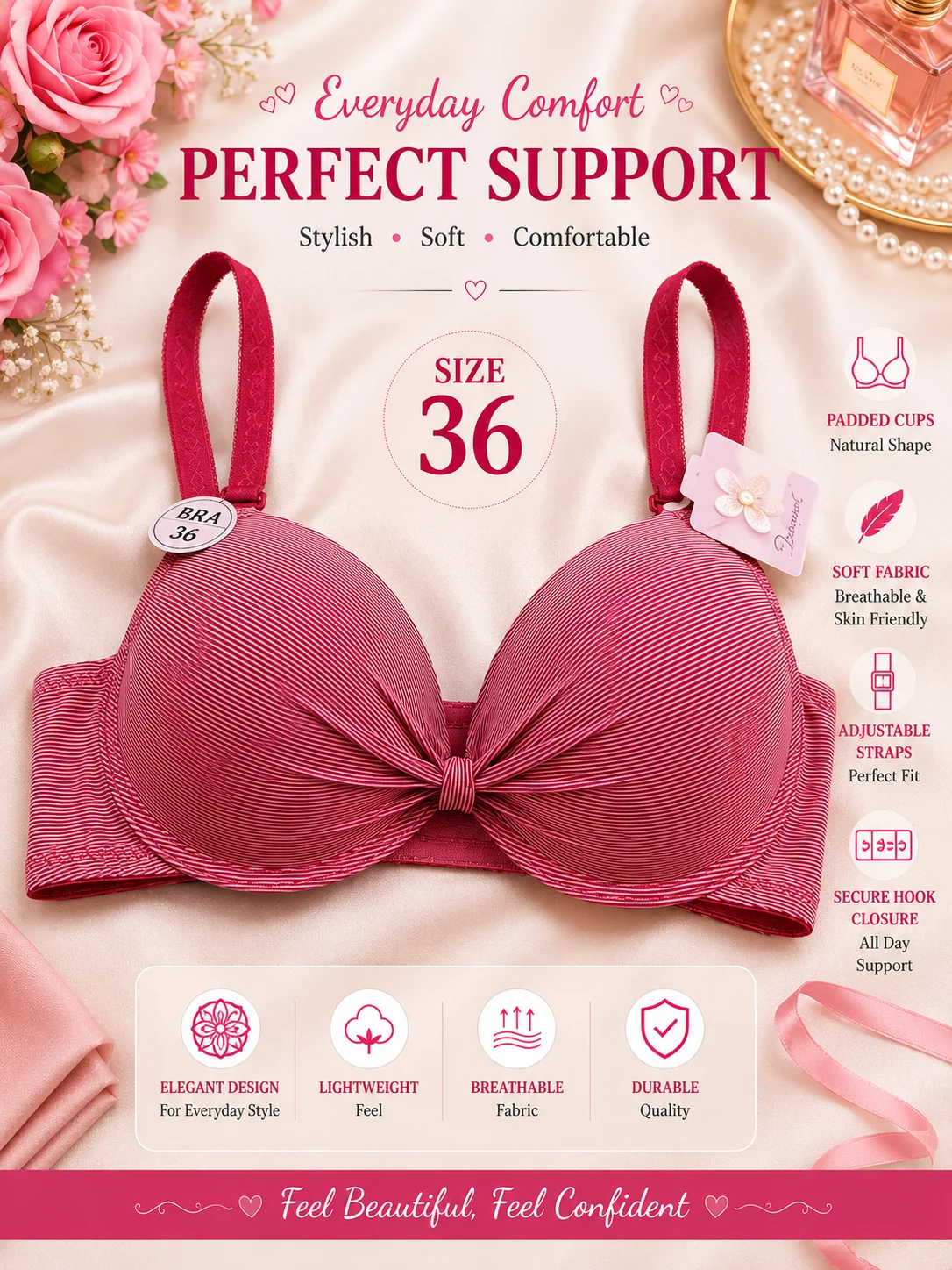 Women's Premium Seamless Padded T-Shirt Bra | Soft Comfort | Everyday Wear