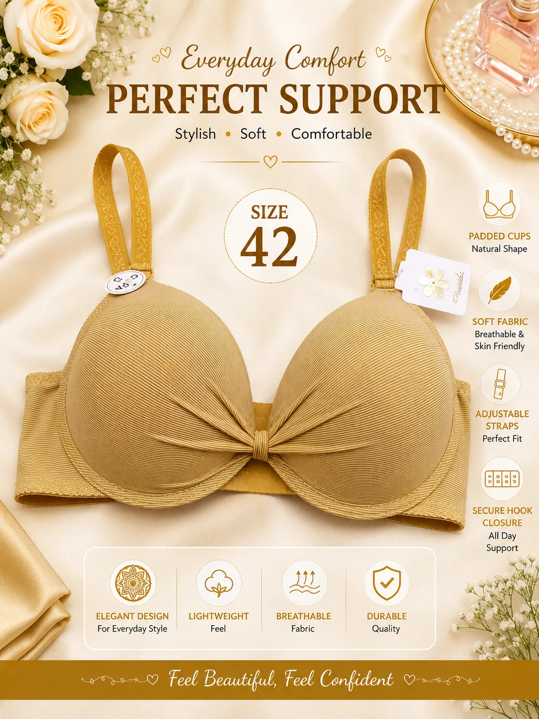 Women's Premium Seamless Padded T-Shirt Bra | Soft Comfort | Everyday Wear
