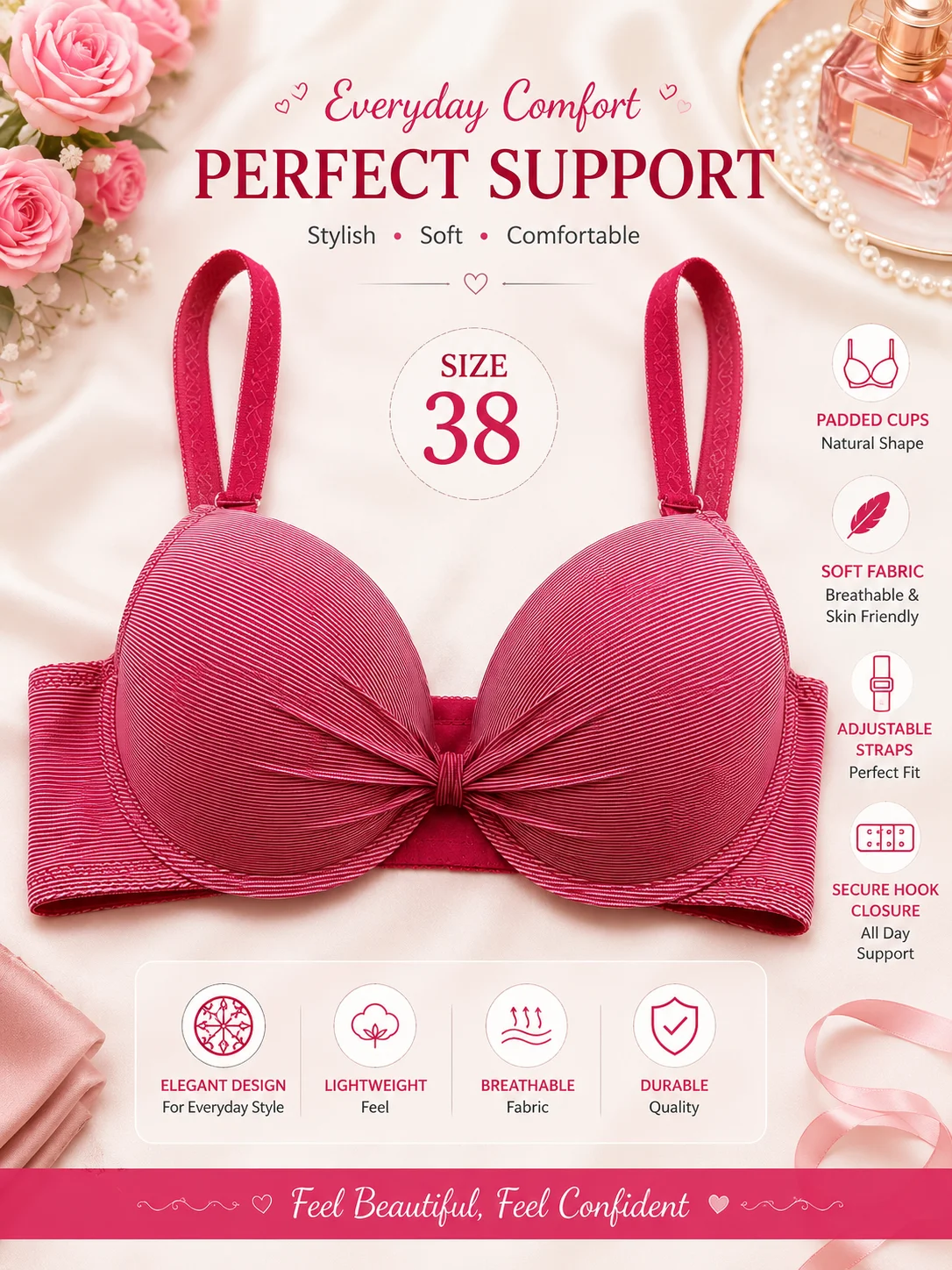 Women's Premium Seamless Padded T-Shirt Bra | Soft Comfort | Everyday Wear