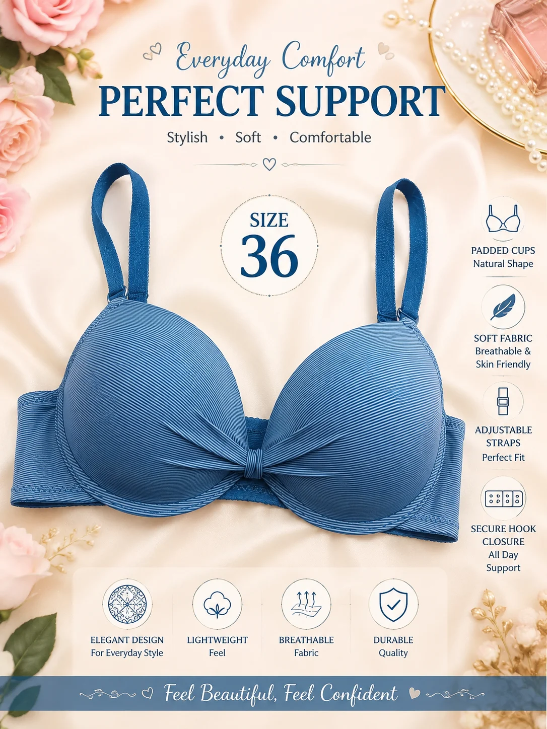 Women's Premium Seamless Padded T-Shirt Bra | Soft Comfort | Everyday Wear