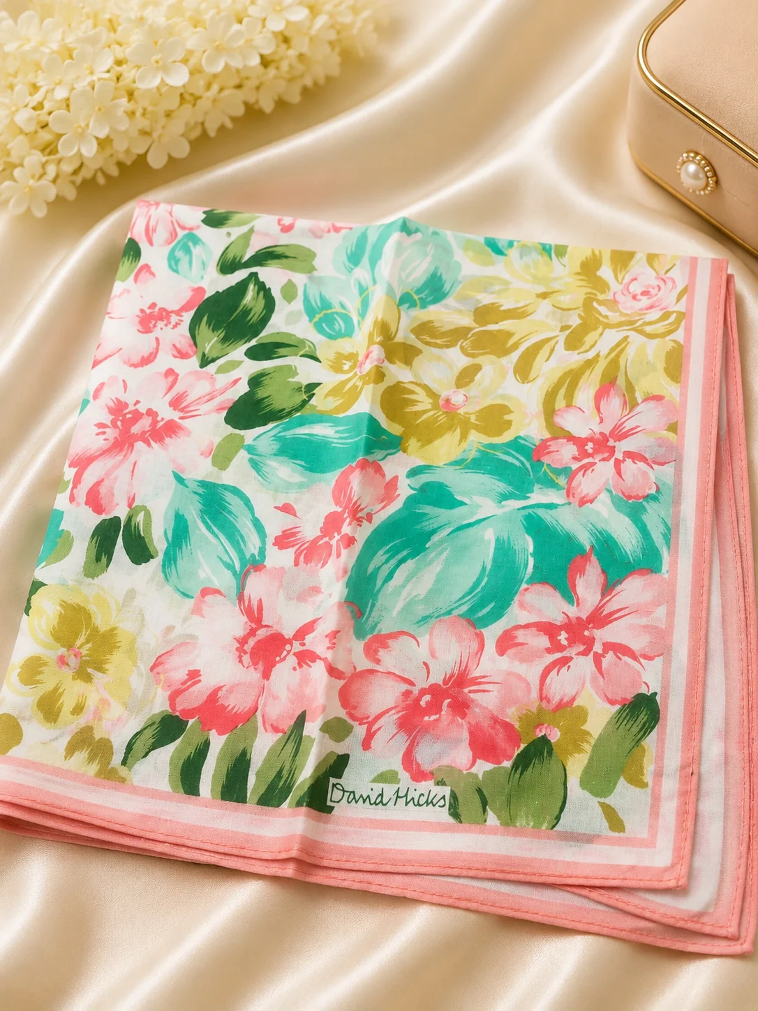 Ladies Floral Cotton Handkerchief – Pastel Multicolor Print