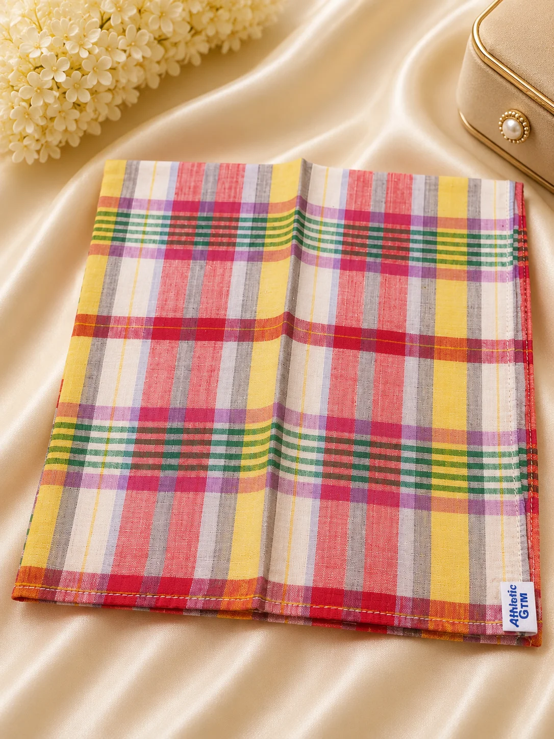 Ladies Cotton Handkerchief – Multicolor Plaid Check Pattern