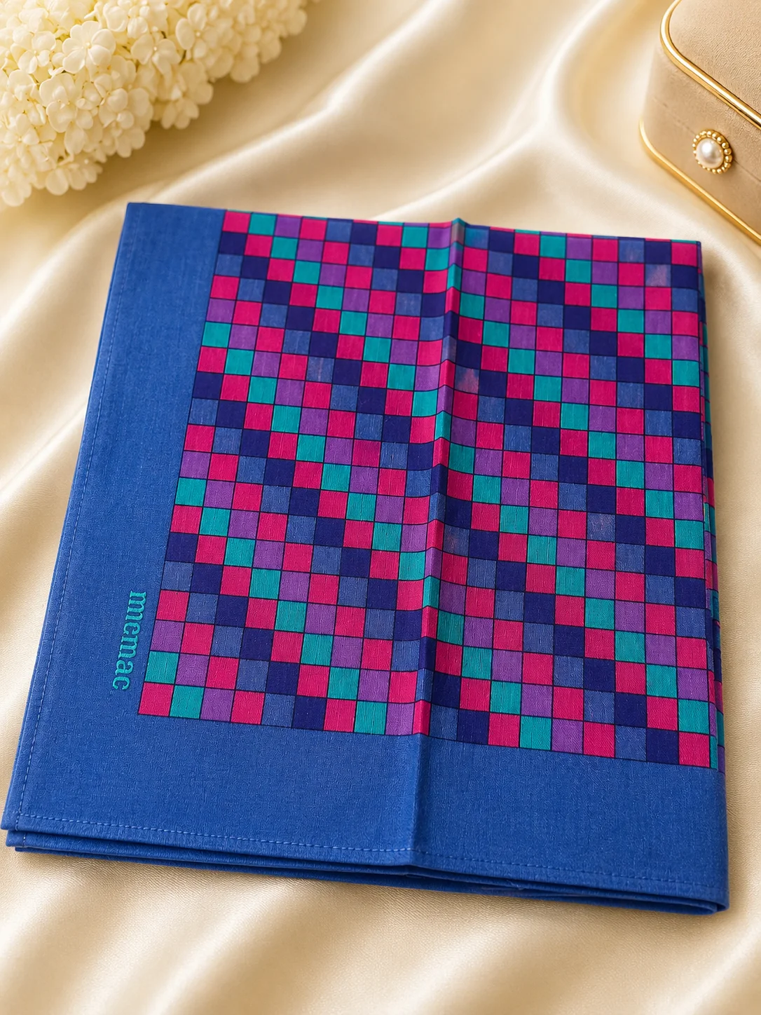 Blue Checkered Cotton Handkerchief