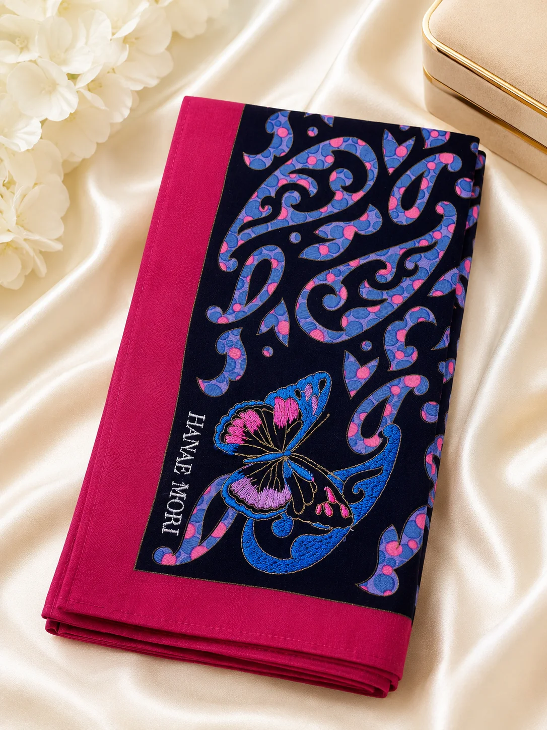 Ladies Butterfly Embroidered Cotton Handkerchief