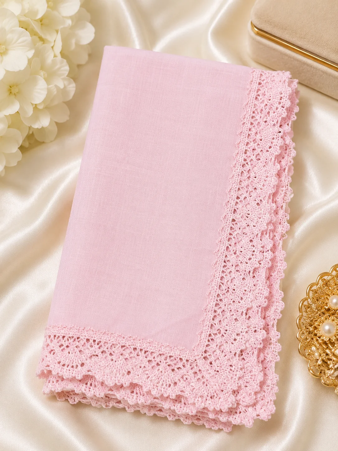 Ladies Lace Border Cotton Handkerchief