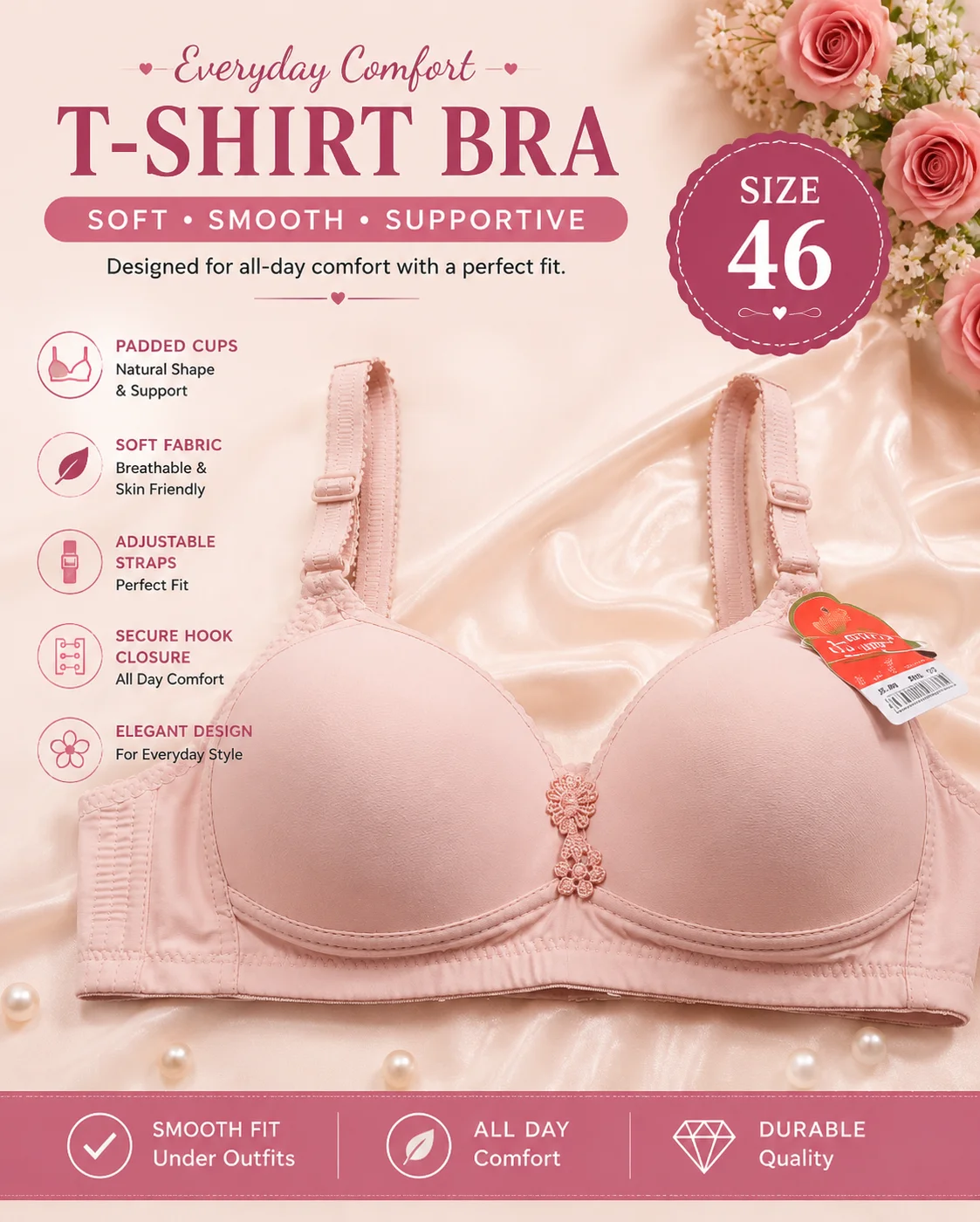 Elegant Seamless Padded Bra – Soft Comfort Everyday Wear