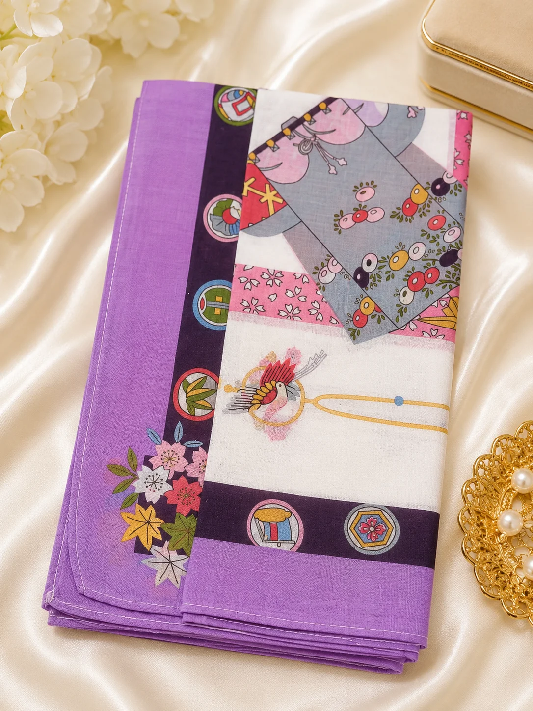Ladies Printed Cotton Handkerchief Set
