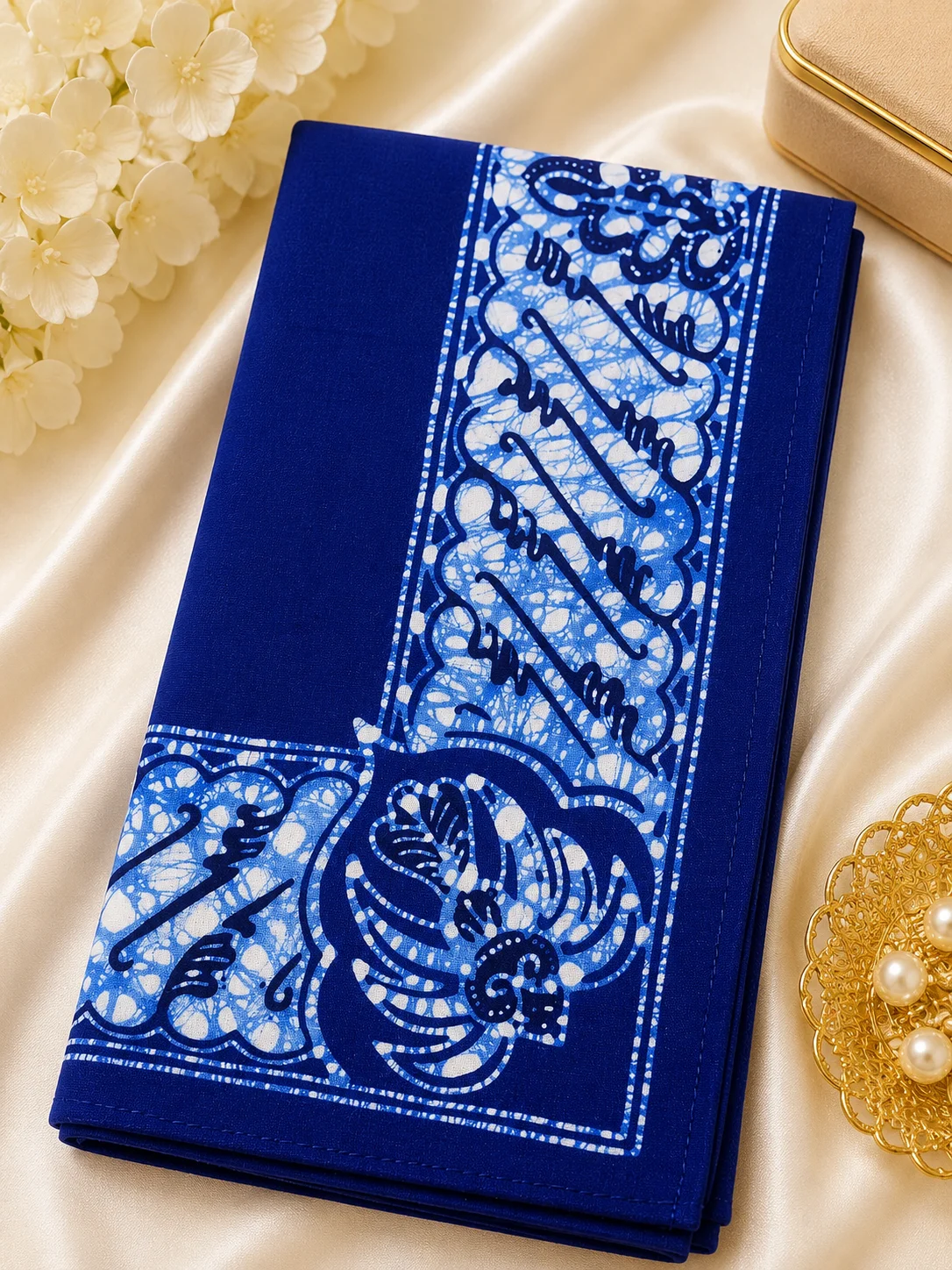 Royal Blue Printed Cotton Ladies Handkerchief