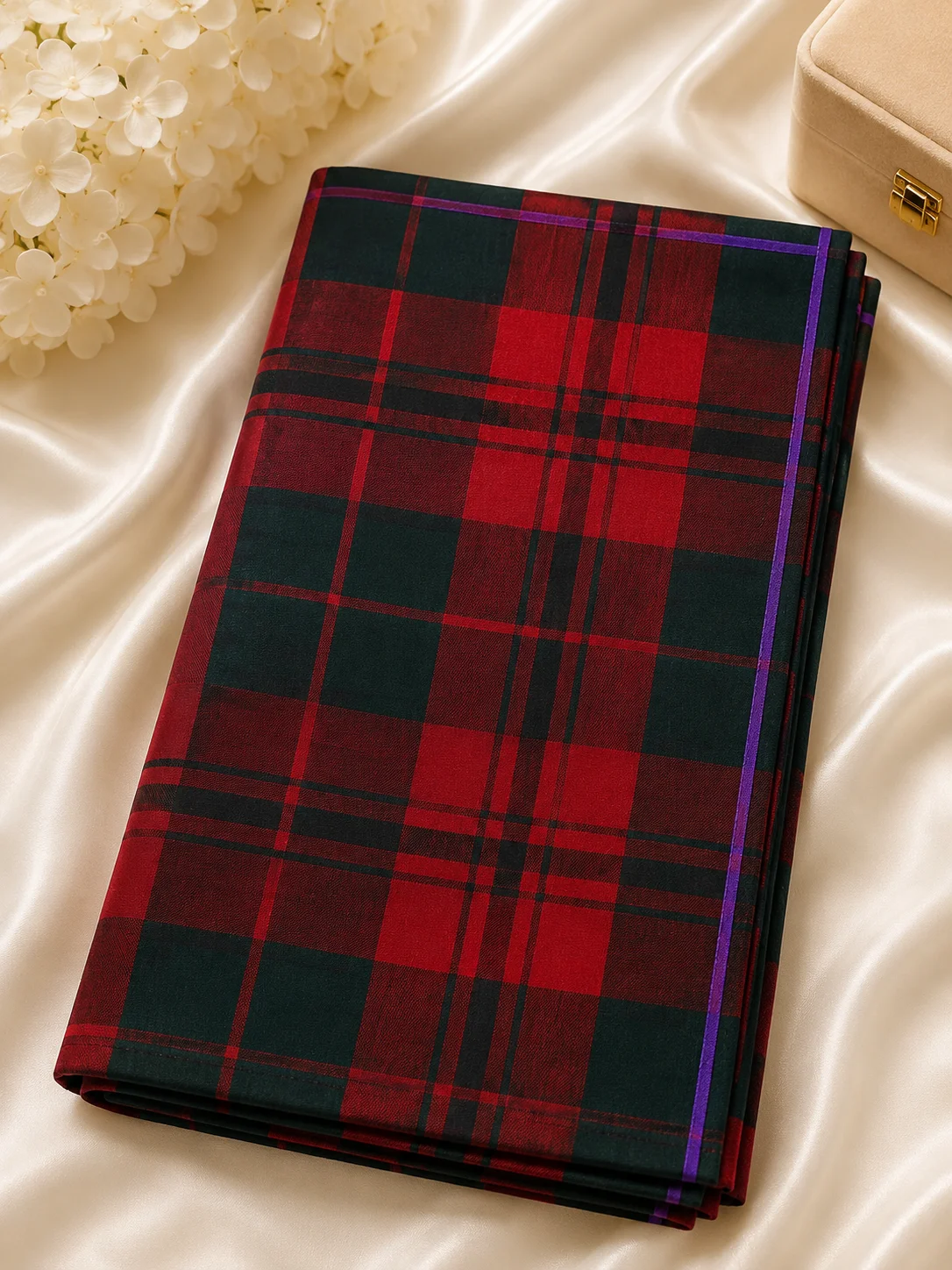 Classic Red & Green Check Printed Handkerchief