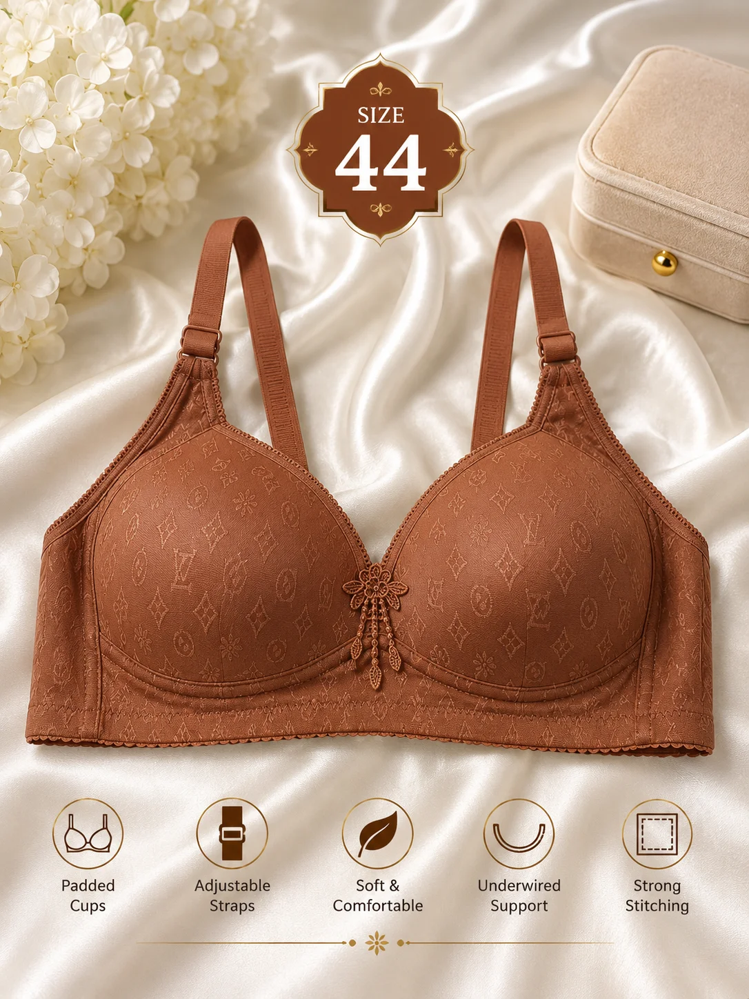 Women's Premium Padded Wire-Free Bra – Soft Comfortable Everyday Bra (3 Colors) | Size 38,40,42,44