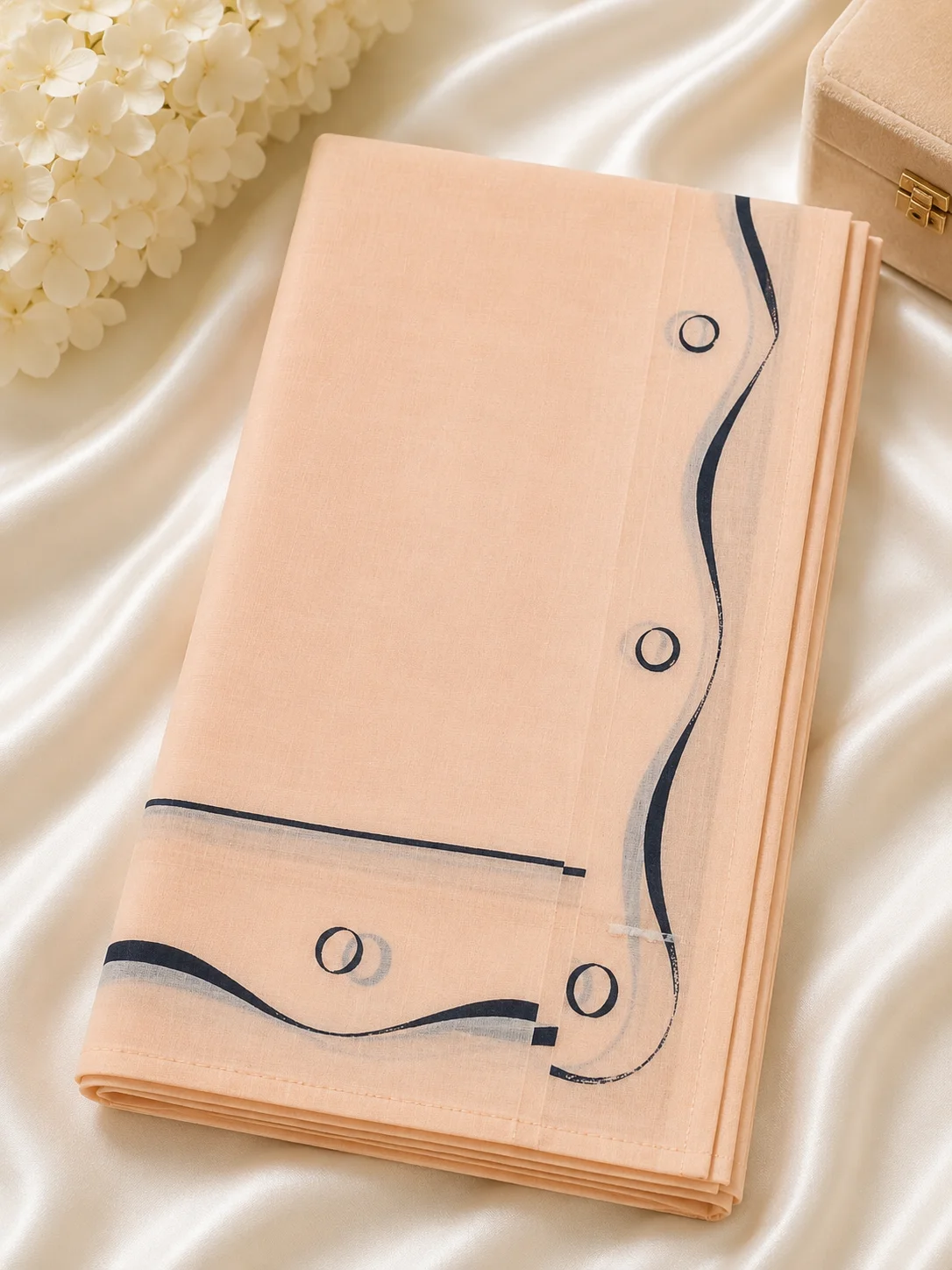 Elegant Peach Handkerchief with Minimal Black Border Design