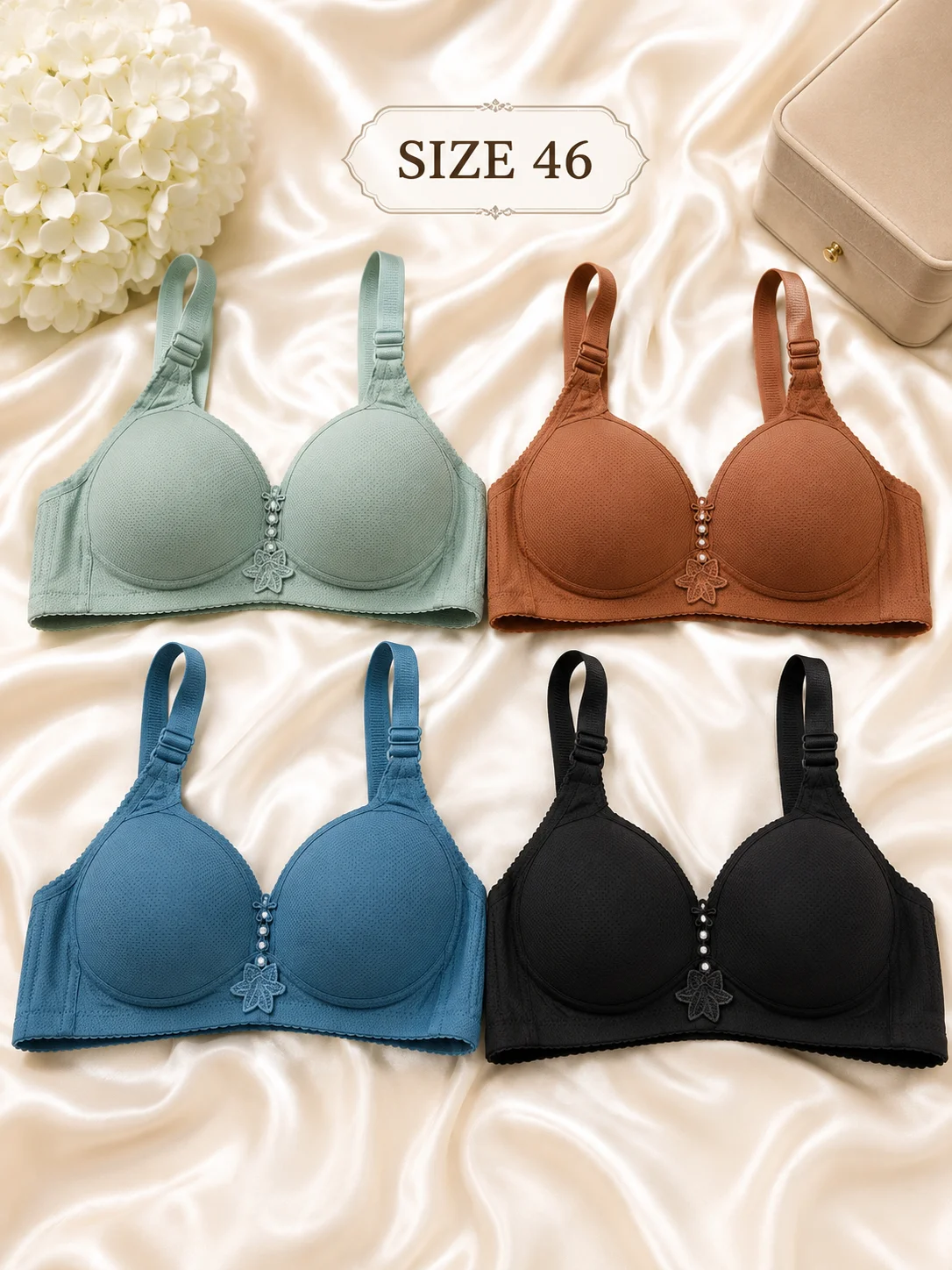 Premium Seamless Padded Bra – 4 Color Collection | Soft Comfort & Everyday Support.