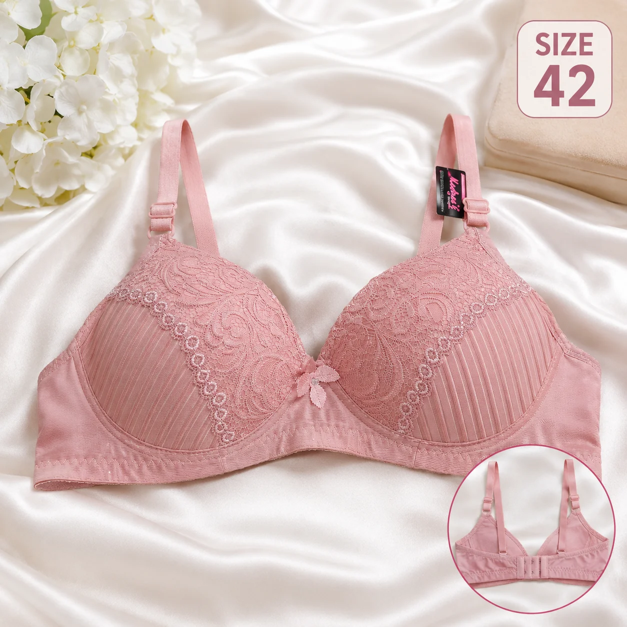 Women's Soft Lace Padded Bra – Premium Comfort | Available Sizes 38 & 42