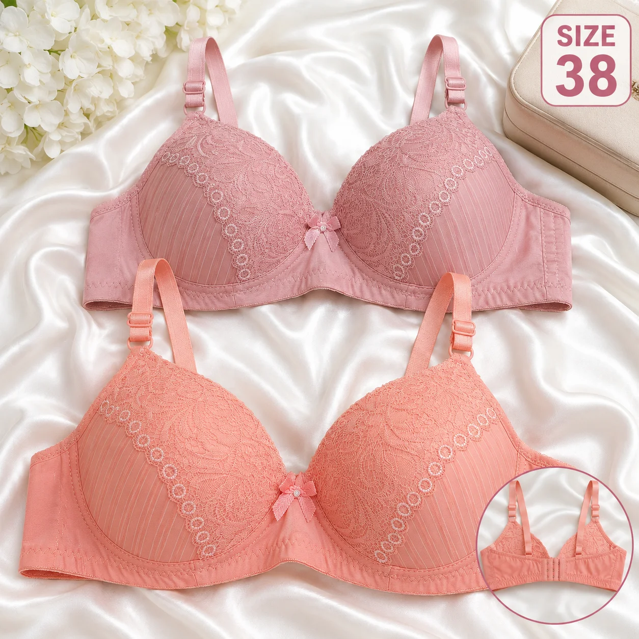 Women's Soft Lace Padded Bra – Premium Comfort | Available Sizes 38 & 42