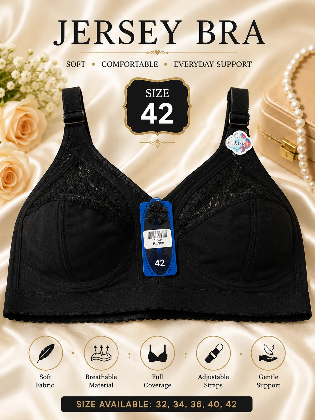 Jersey Bra for Women – Soft & Comfortable Full Coverage Bra | Available Sizes 32 & 42