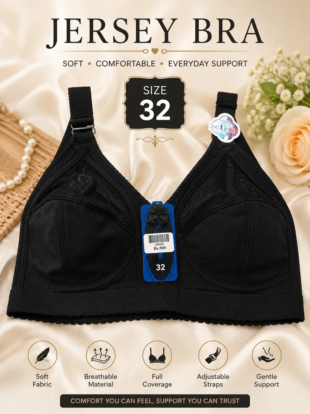 Jersey Bra for Women – Soft & Comfortable Full Coverage Bra | Available Sizes 32 & 42