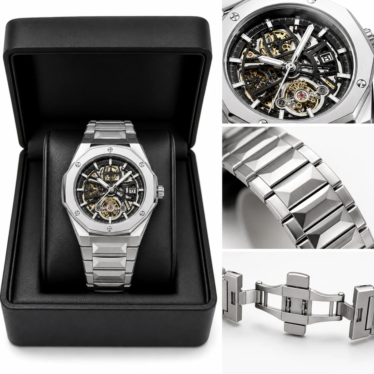 Luxury Skeleton Automatic Stainless Steel Men's Watch