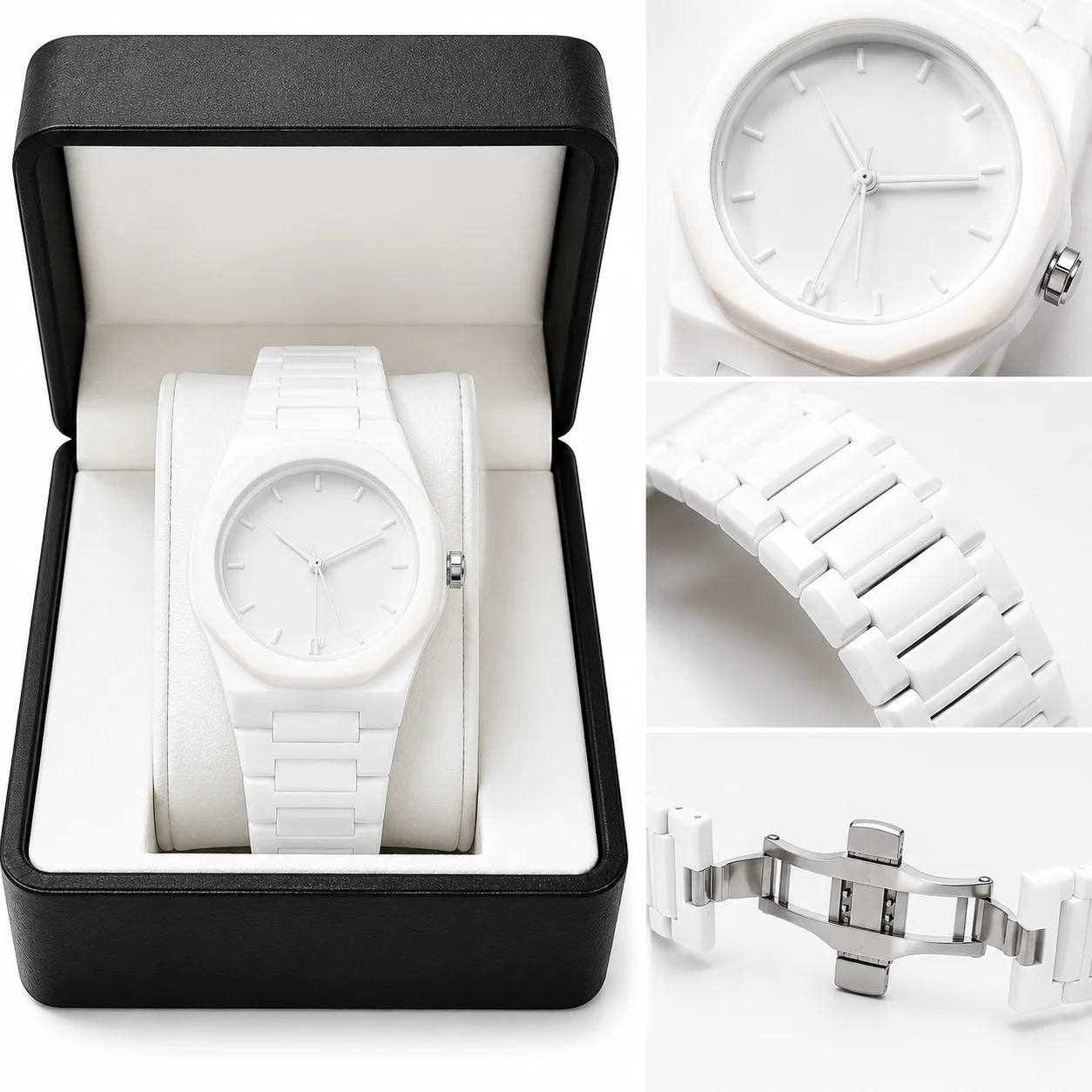 White Ceramic Style Men's Wrist Watch