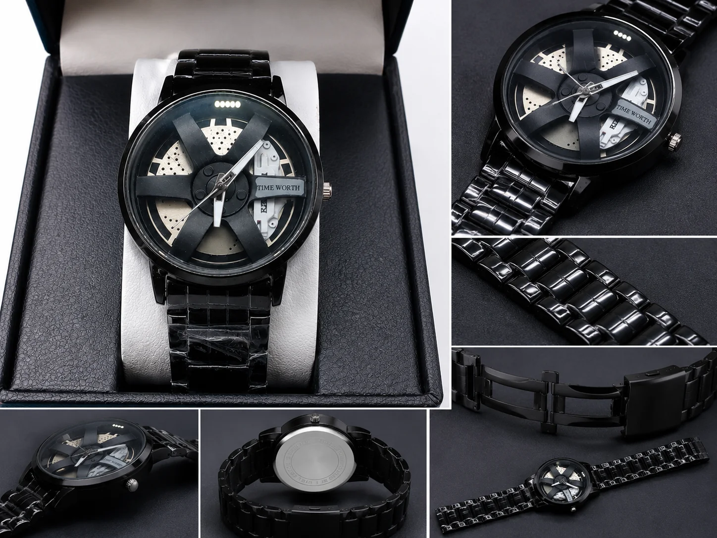 Luxury Black Skeleton Design Men's Wrist Watch