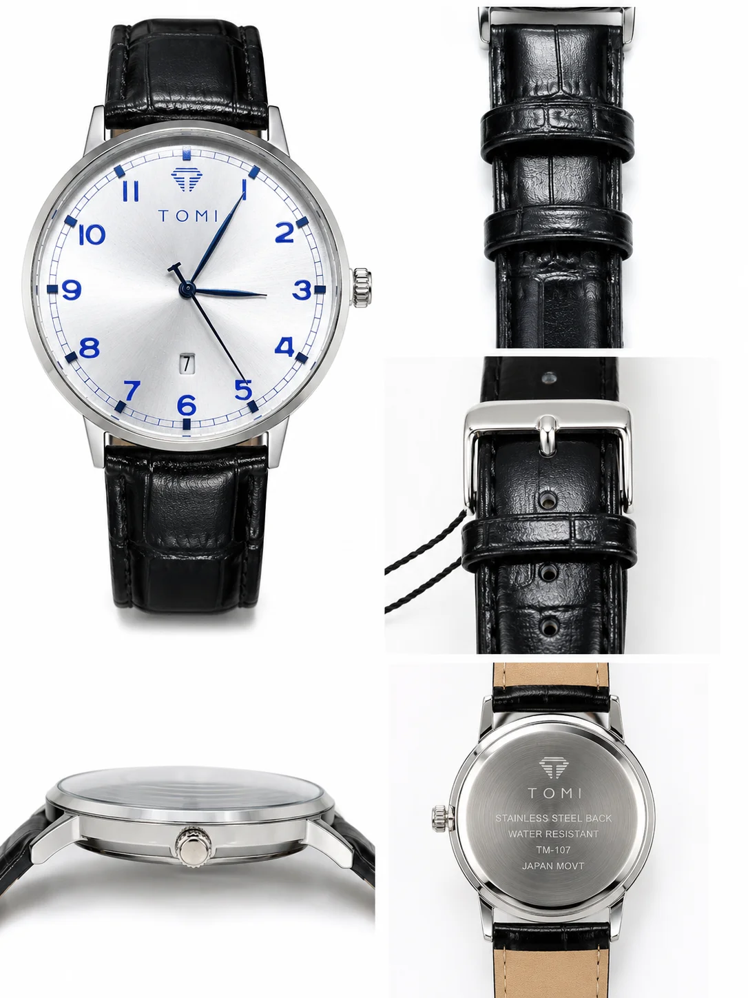 Silver Dial with Black Leather Strap
