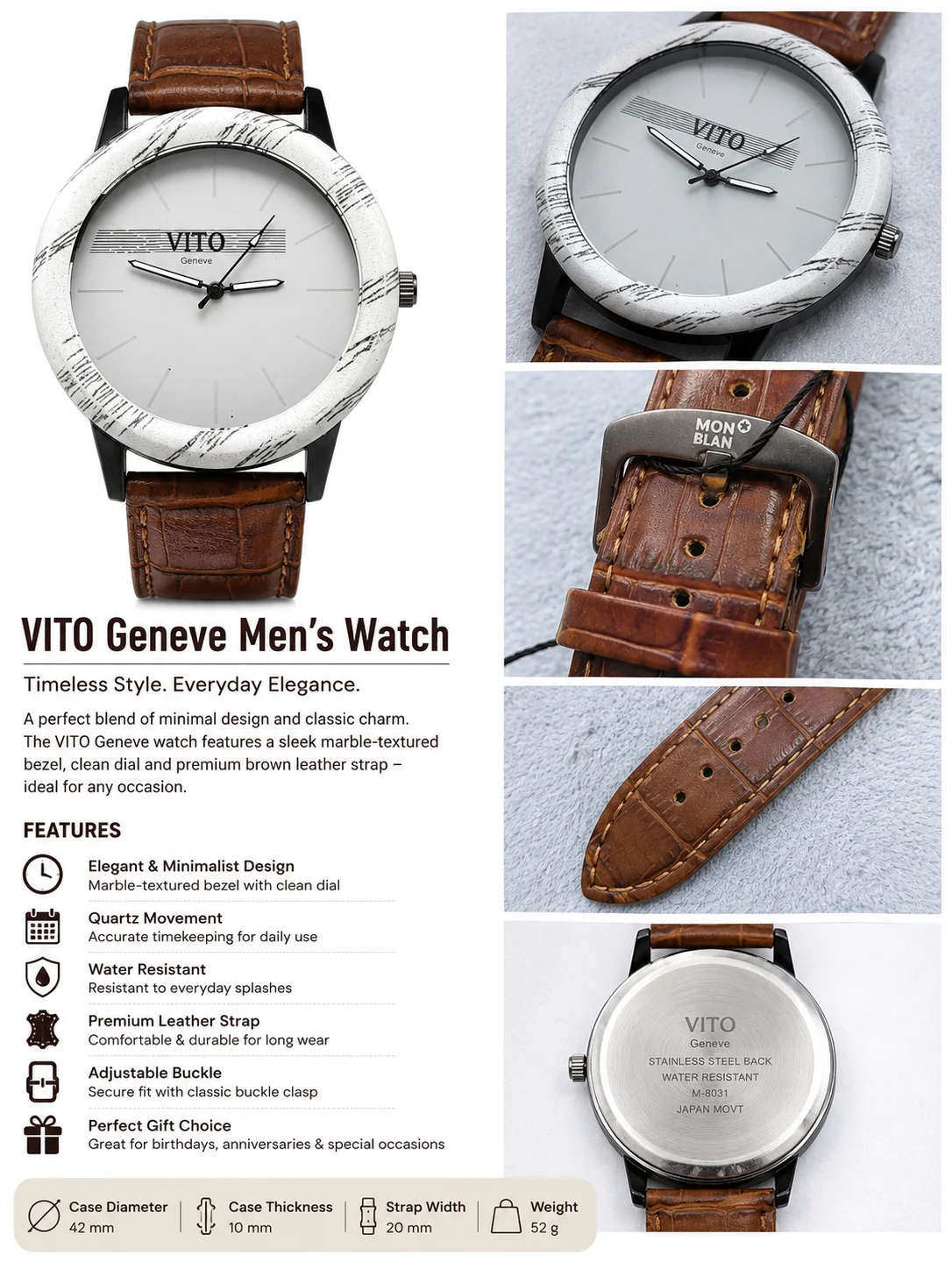 VITO Genève Men's Classic Analog Watch