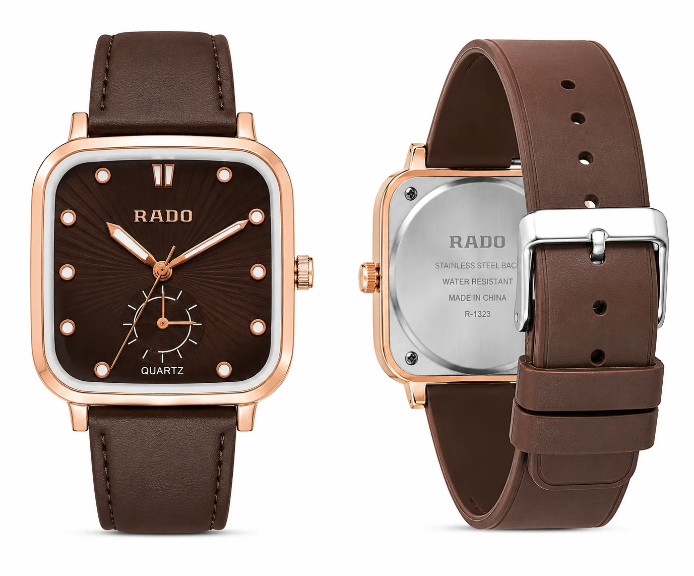RADO Style Brown Leather Quartz Analog Watch for Men