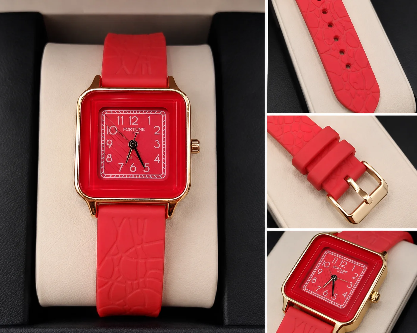 Luxury Red Square Dial Women's Fashion Watch
