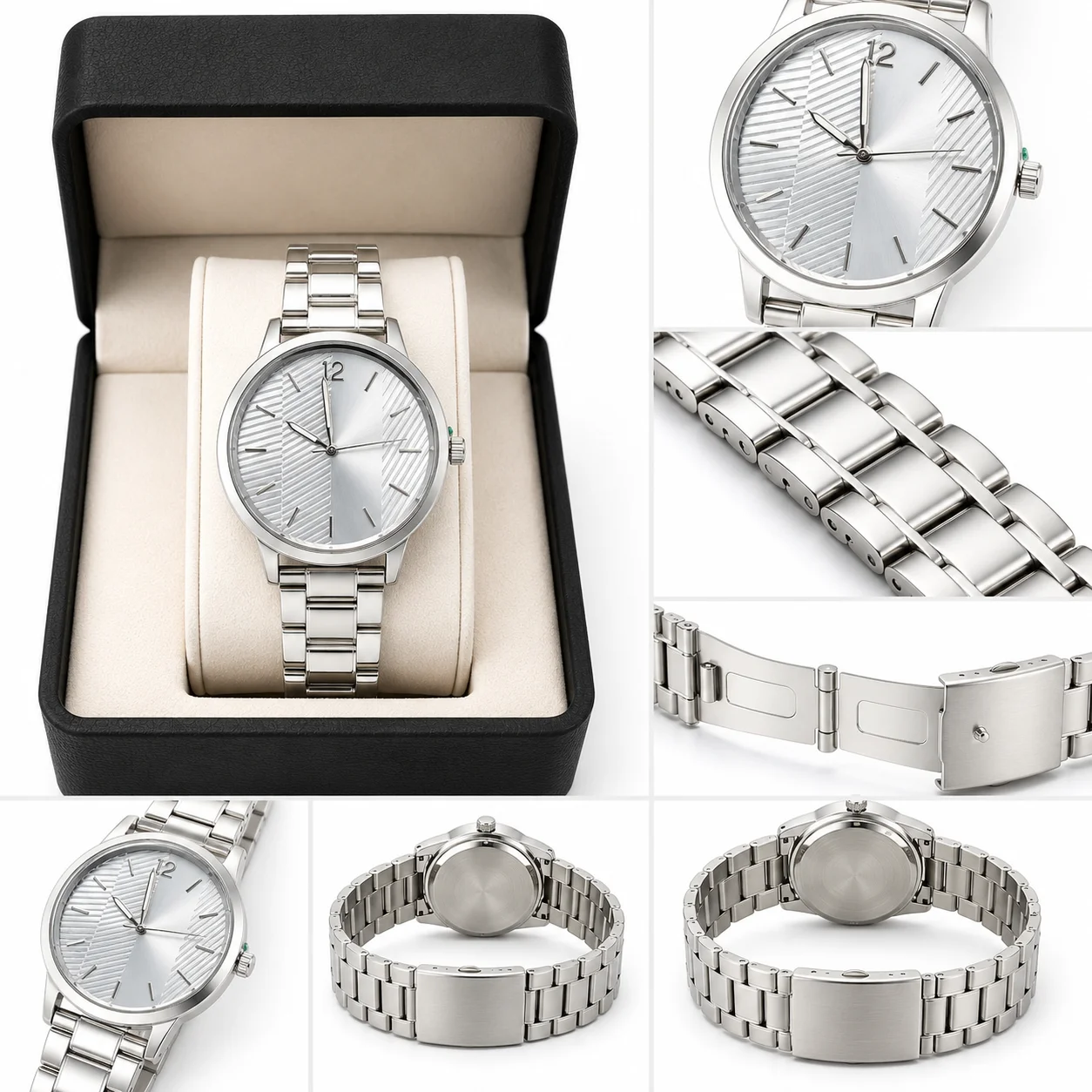 Luxury Silver Stainless Steel Analog Wrist Watch for Ladies