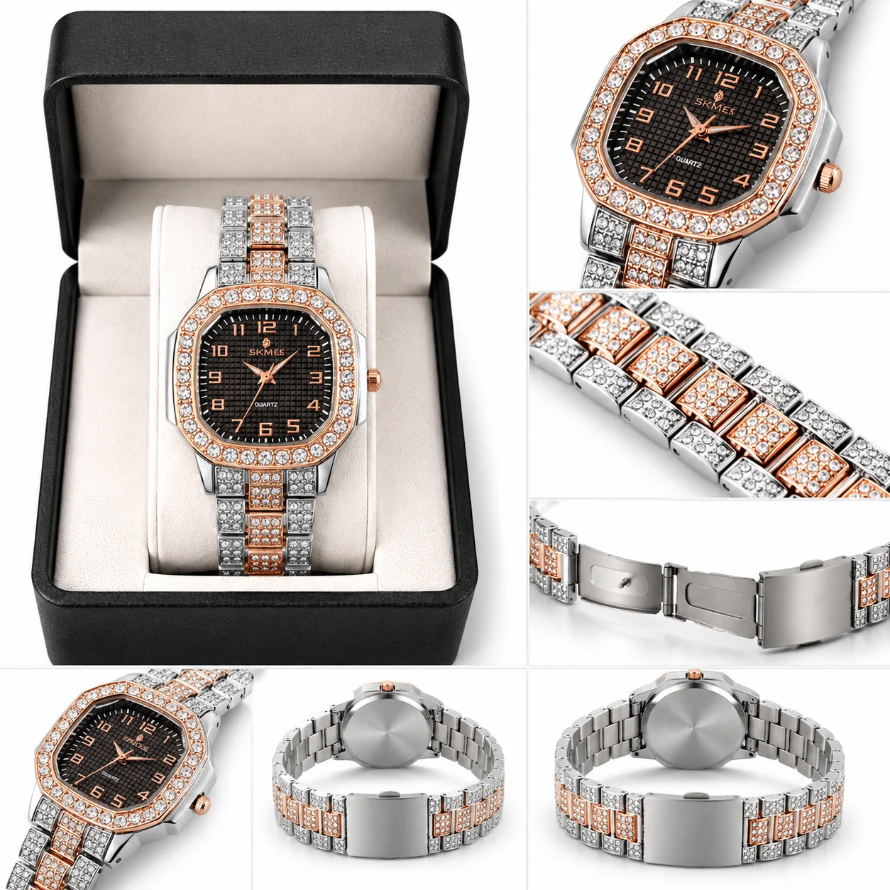 Luxury Two-Tone Crystal Women's Analog Wrist Watch
