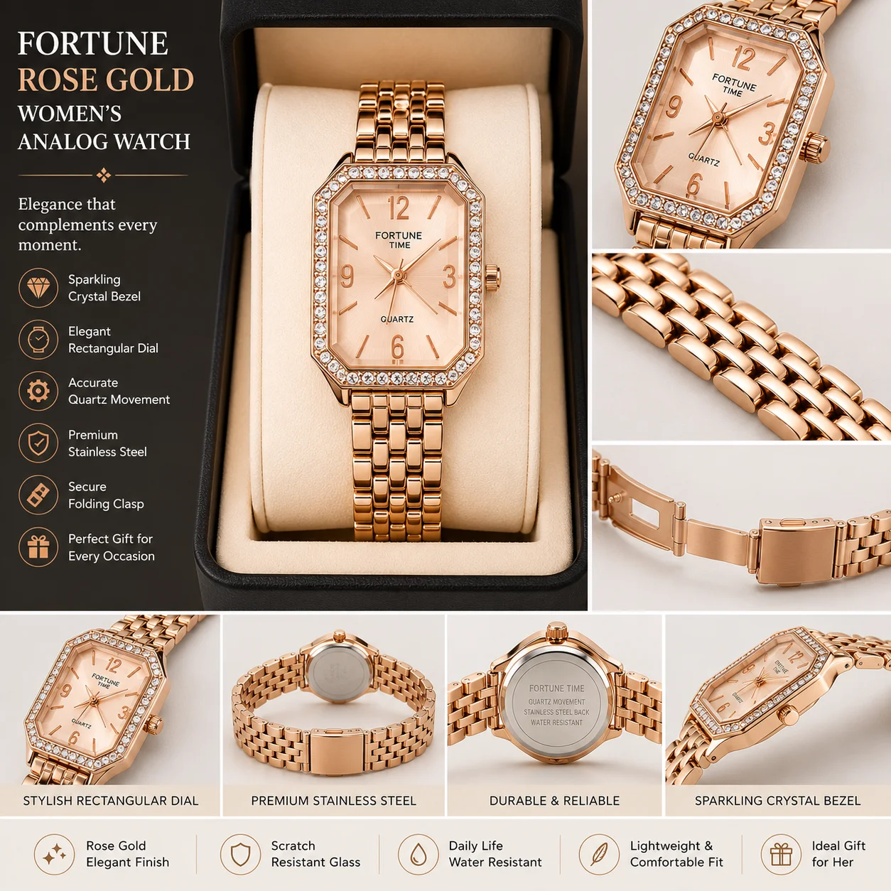 Fortune Rose Gold Women's Analog Watch