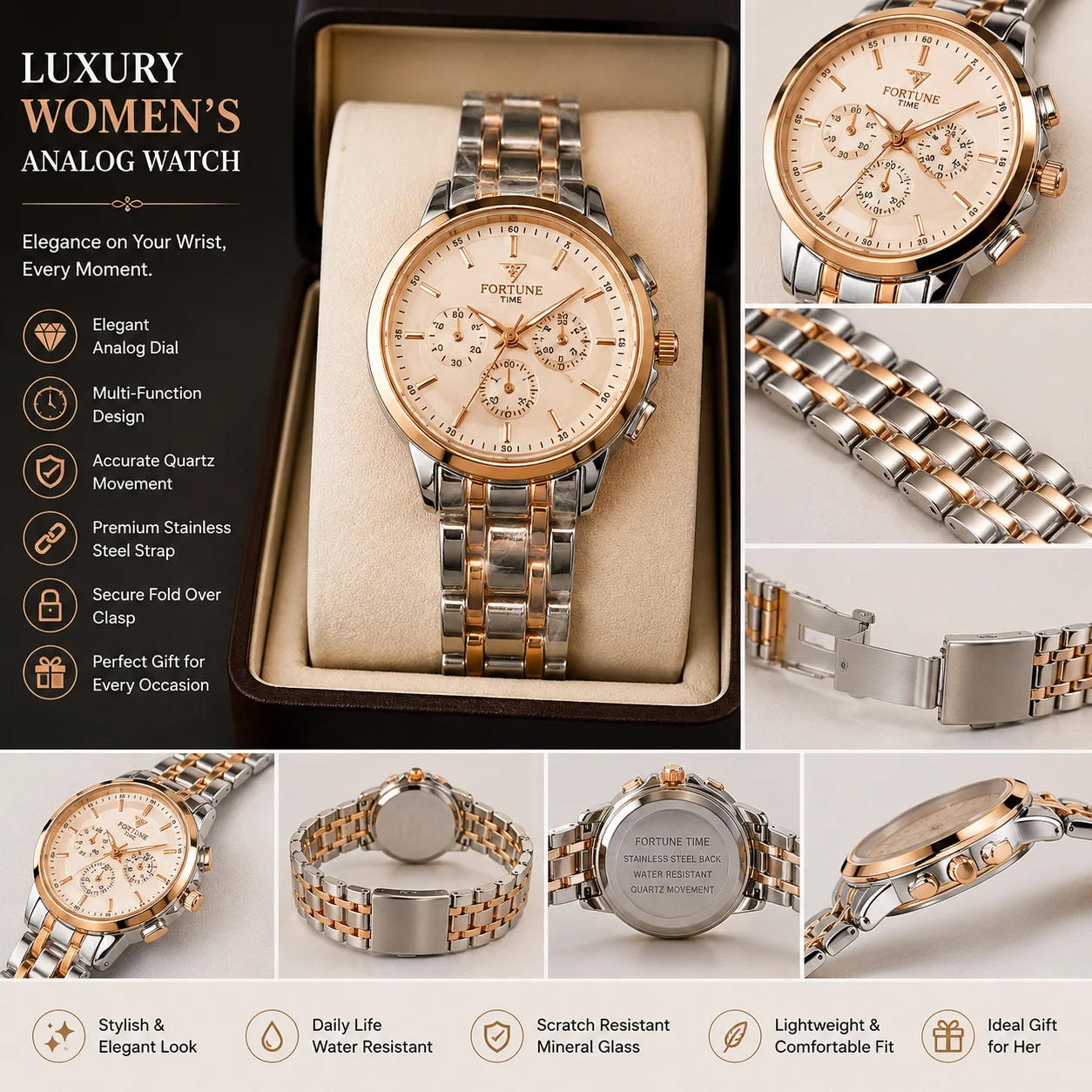 Luxury Women's Two-Tone Analog Watch